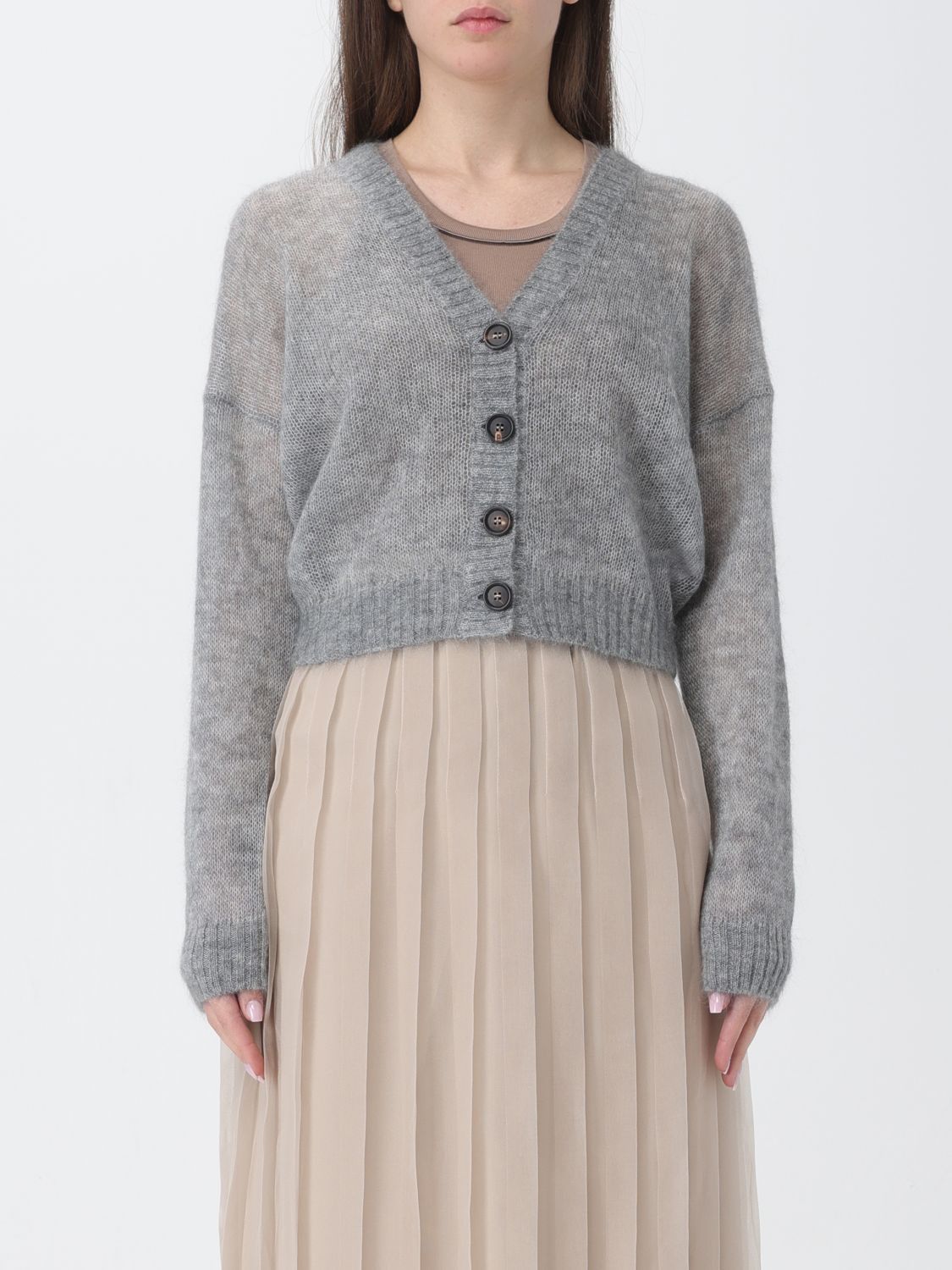 image of Brunello Cucinelli Cardigan Woman Grey, Women's (Size Medium)