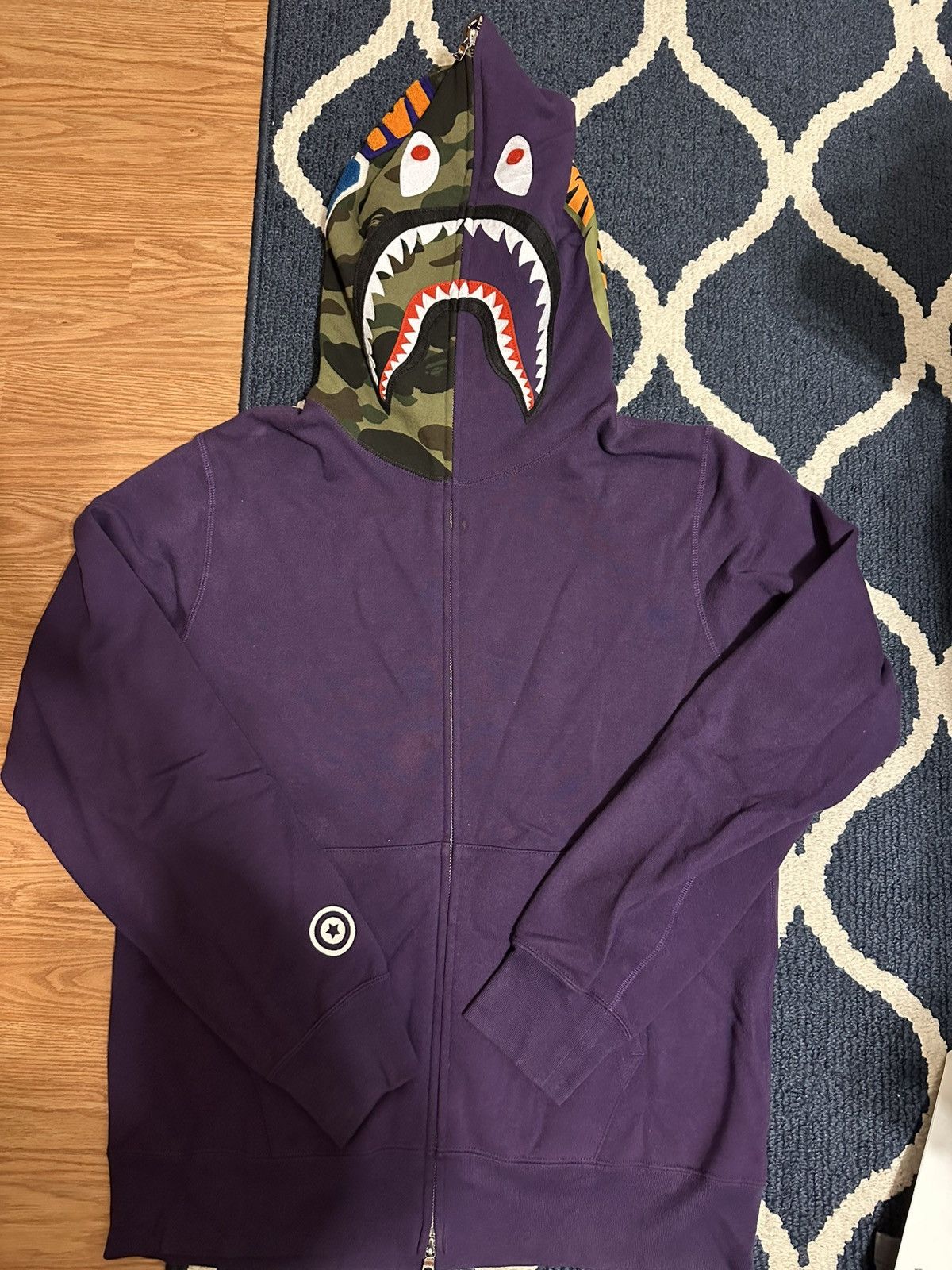 Bape Purple WGM Camo Shark Hoodie