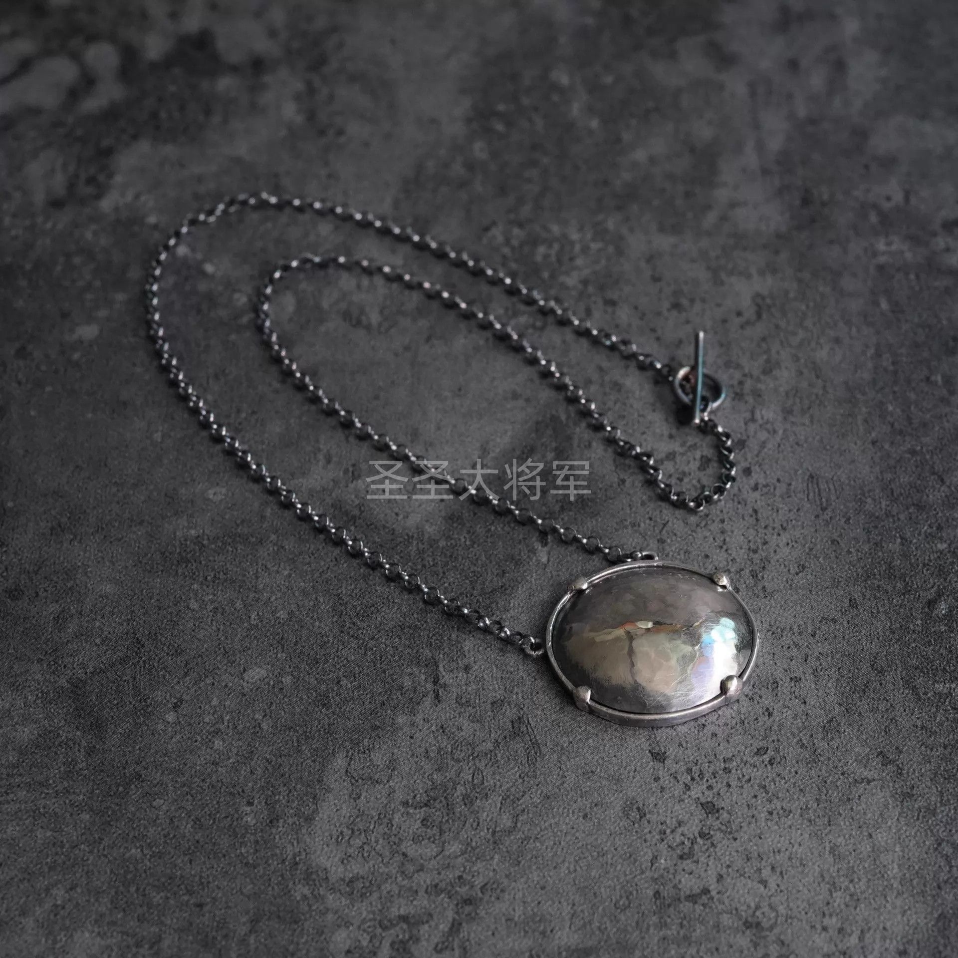 DETAJ Detaj Hammered Distressed Shield Necklace Size ONE SIZE - 4 Thumbnail