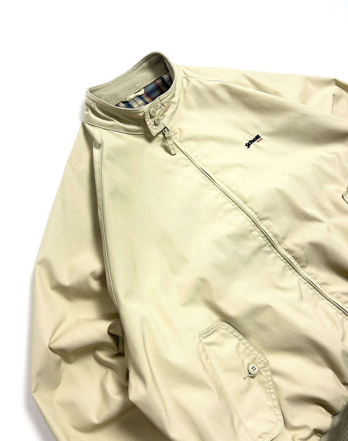 Schott Schott NYC Beige Blouson Jacket Bomber Plaid Lined Vintage Size US XL / EU 56 / 4 - 7 Thumbnail