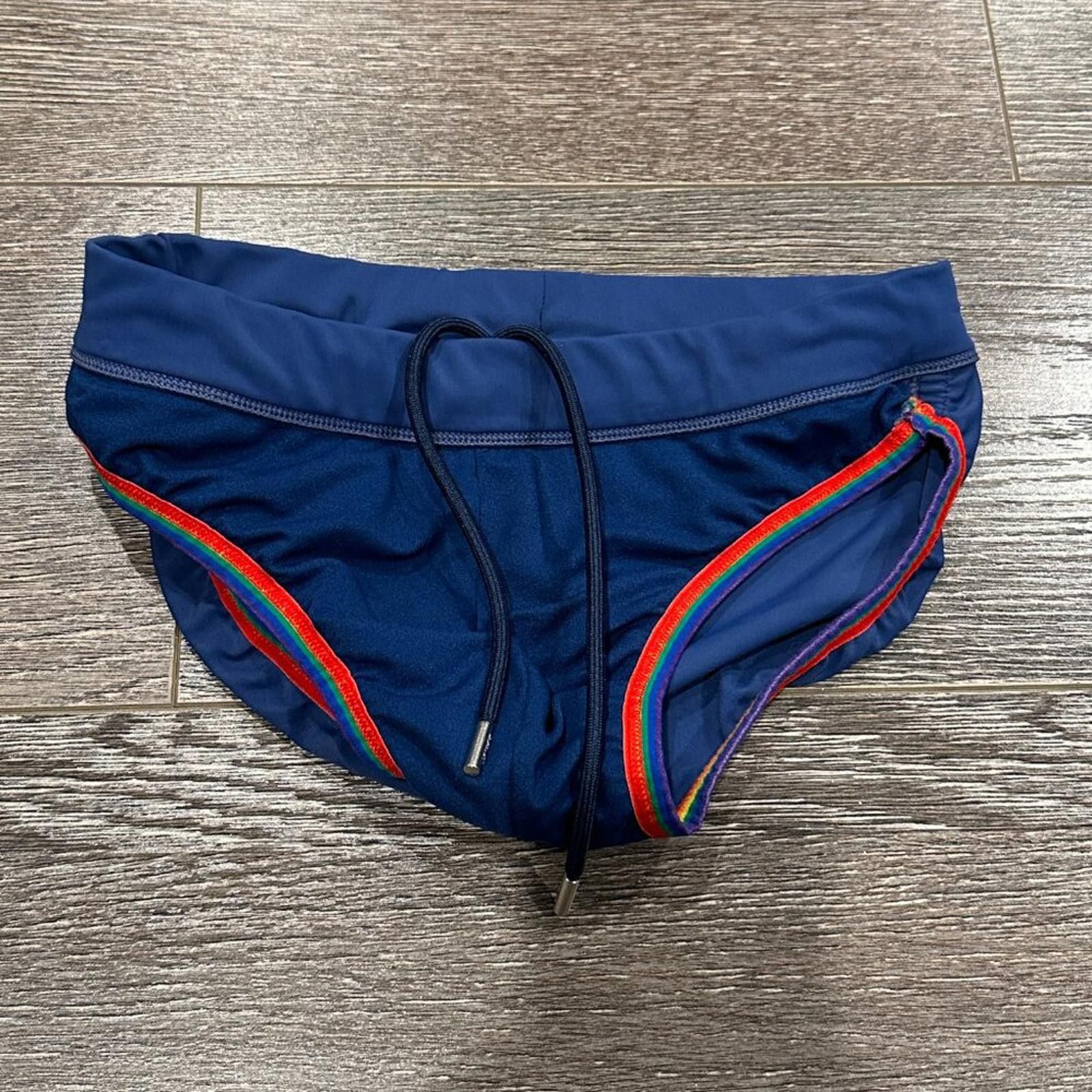 Other 2(X)IST Men’s Swim Brief – Size Small – Navy with Rainbow Size US 30 / EU 46 - 7 Thumbnail