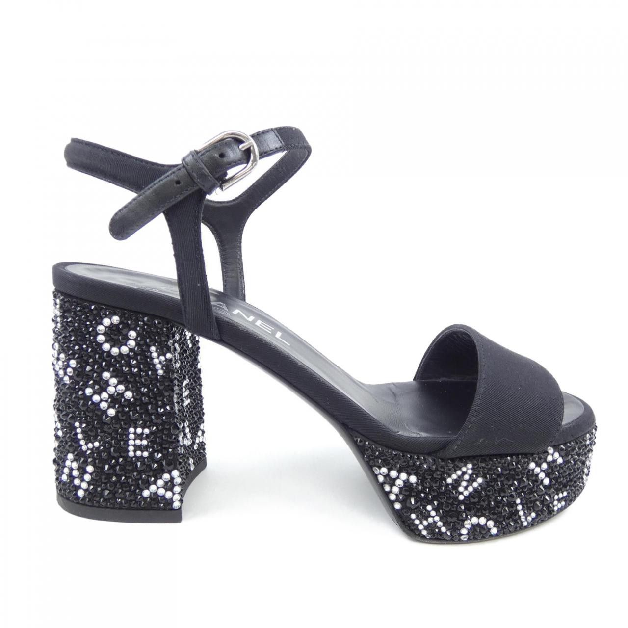 Chanel Chanel Chanel G45365B15306 Grograin Strass Sandals Textile Shoes G45365B15306 DUTY FREE for USA Size ONE SIZE - 1 Thumbnail