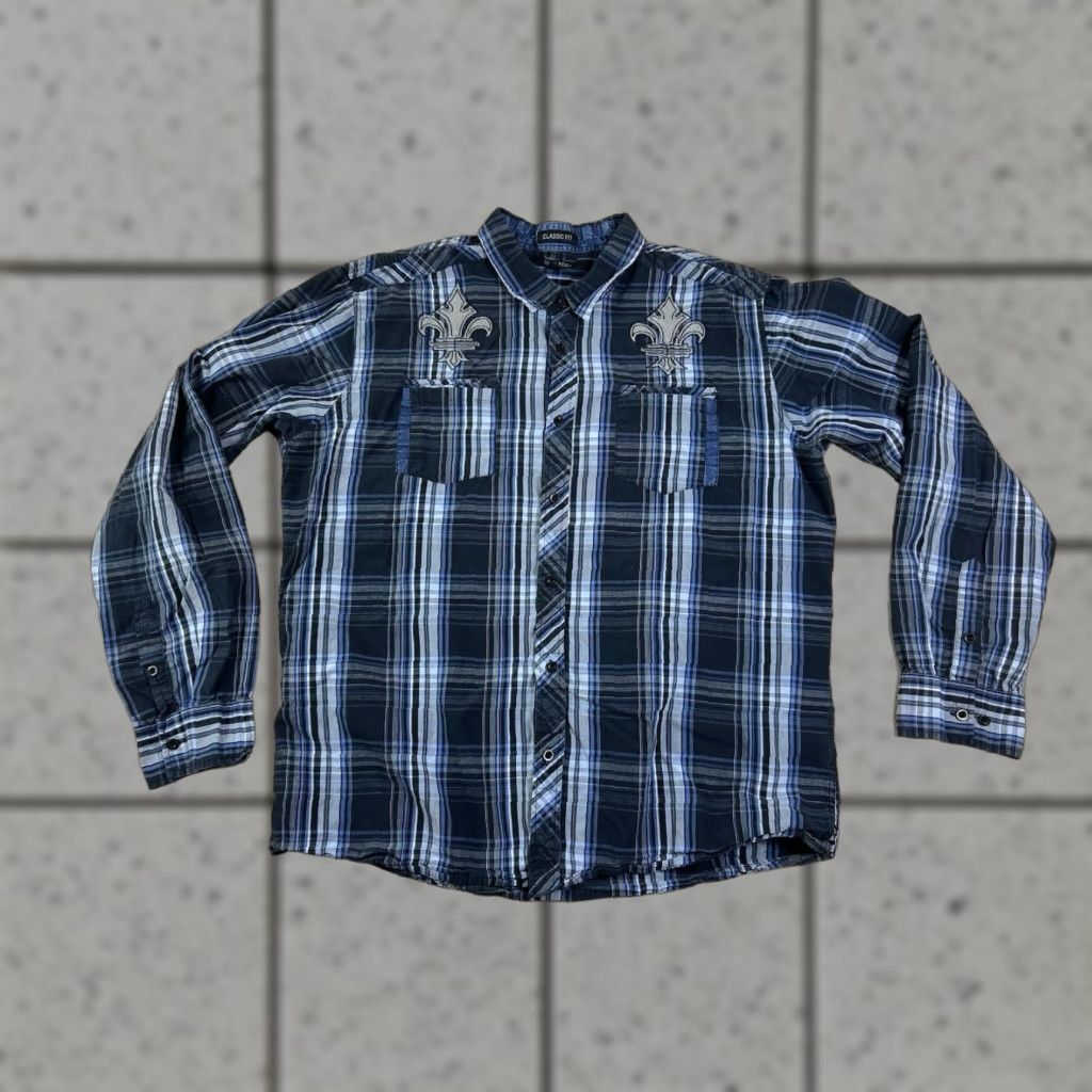 Vintage VINTAGE Rue 21 Shirt Button-Down Plaid Black Blue 2XL Mens Classic Fit Long Sleeve Button-Up Mens Size US XXL / EU 58 / 5 - 1 Thumbnail