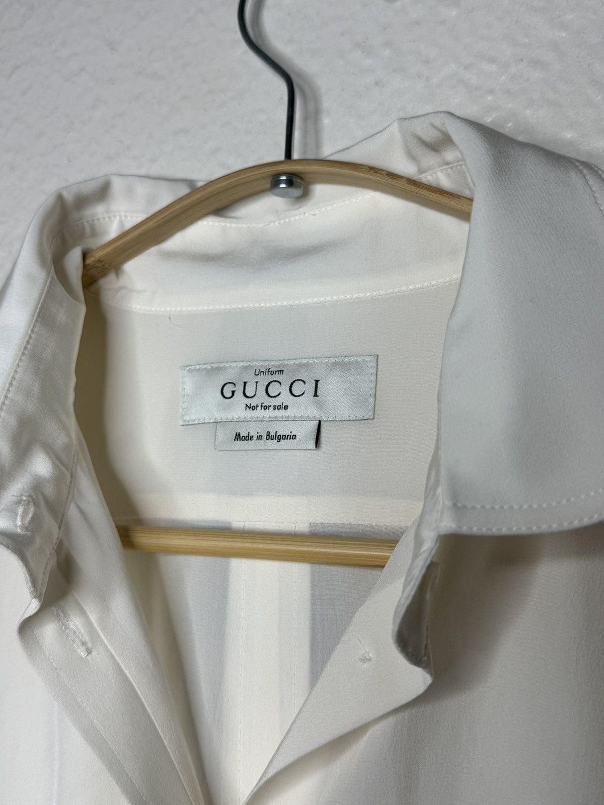Gucci Gucci Uniform Silk Button Up Long Sleeve Shirt Cream New Size XL / US 12-14 / IT 48-50 - 3 Thumbnail