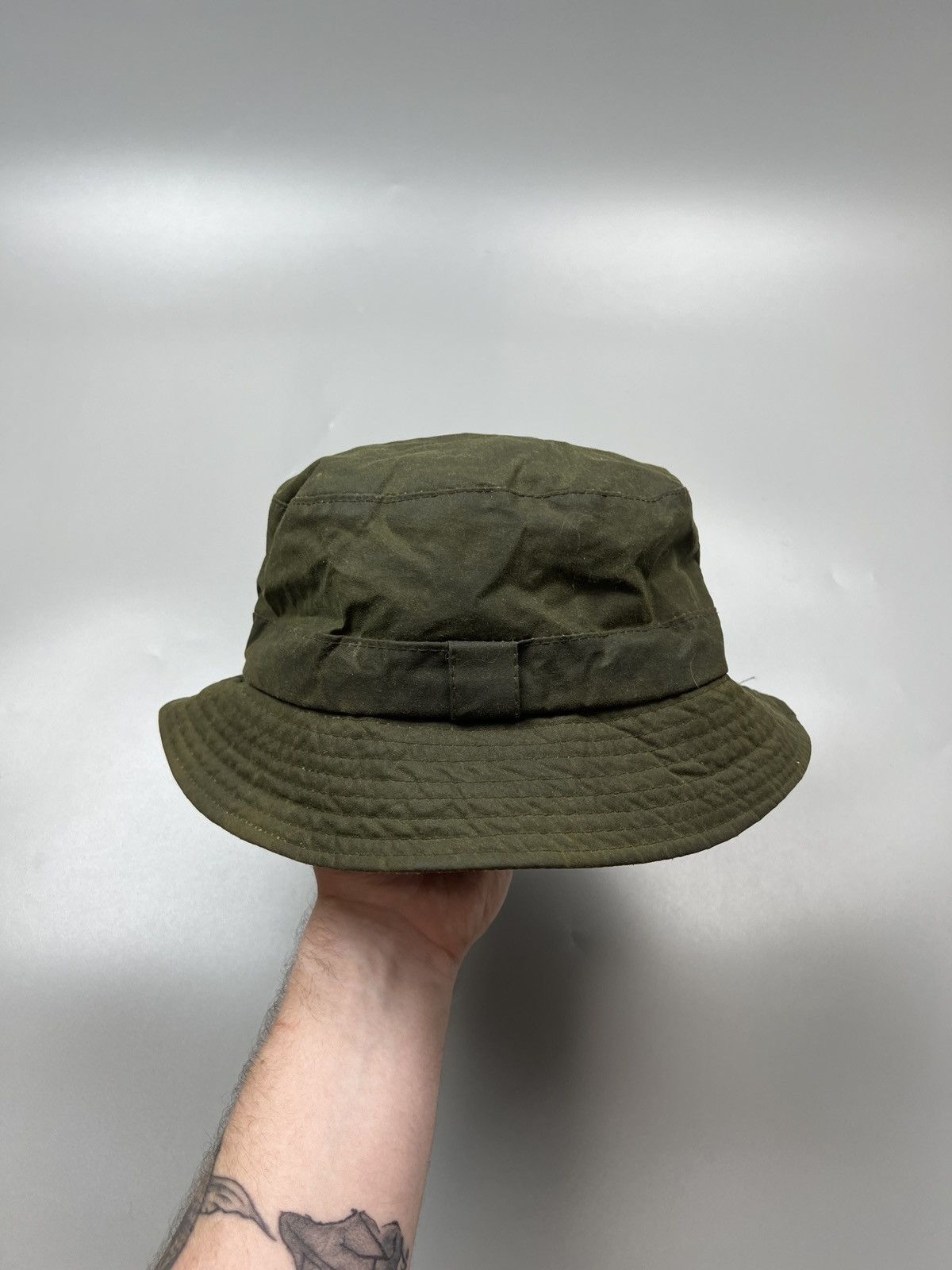 Barbour × Vintage Vintage Barbour Waxed Bucket Hat (Y0481) Size ONE SIZE - 3 Thumbnail