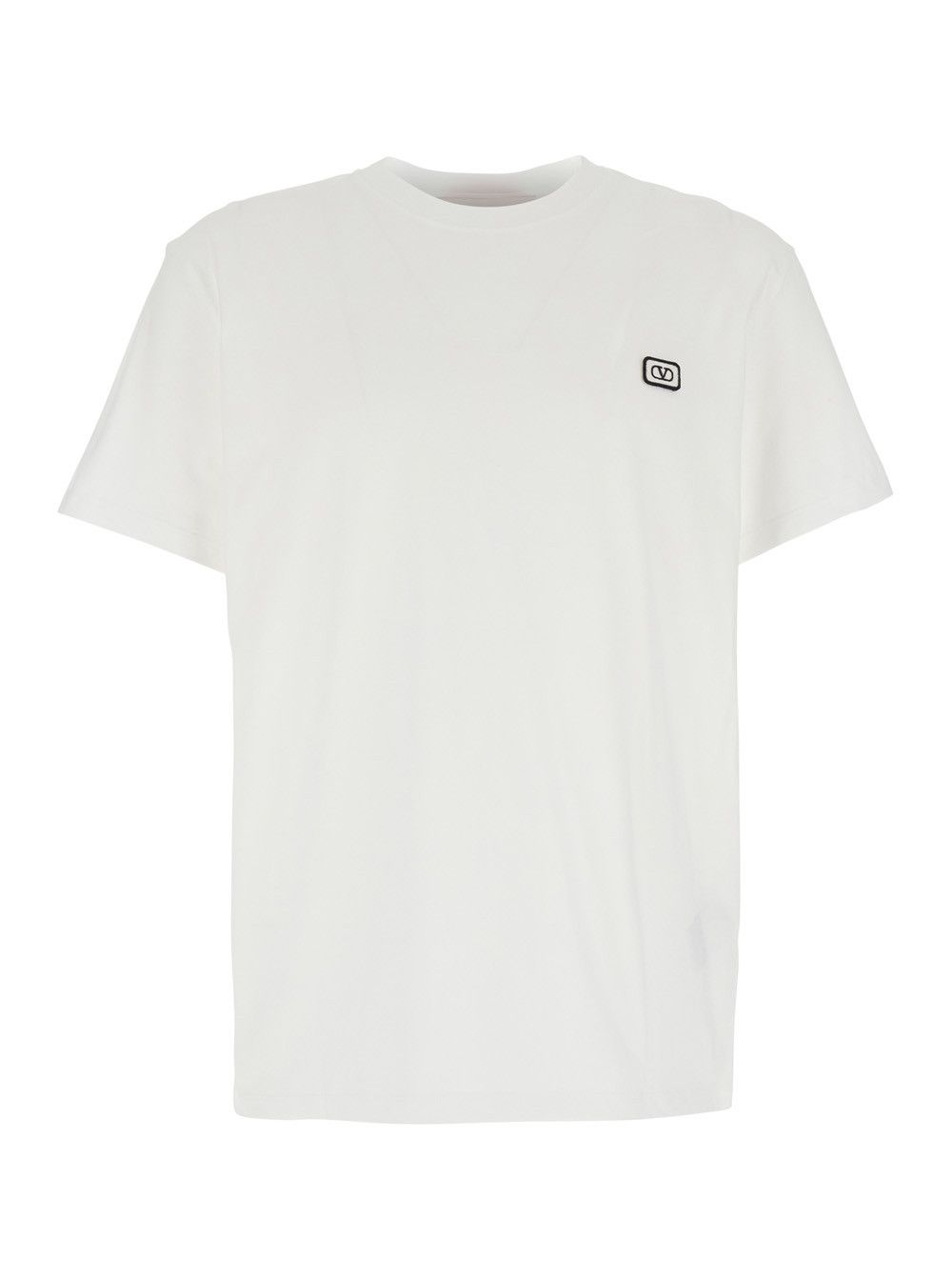 Valentino White Crewneck T-Shirt with Logo Patch on the Front in Cotton Man Size US M / EU 48-50 / 2 - 1 Thumbnail