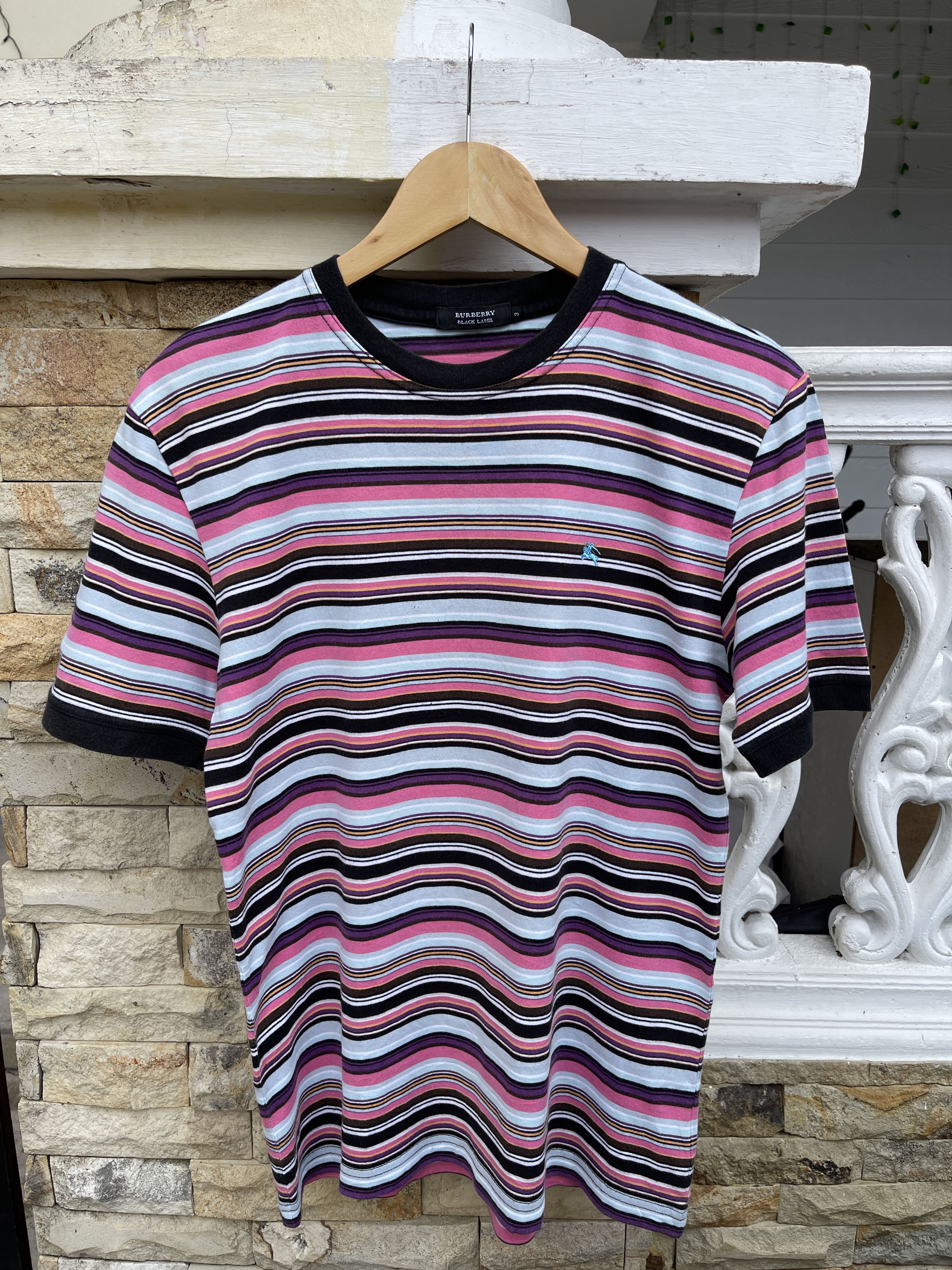 Burberry × OVER THE STRiPES × Vintage Last Drop🔥Rare‼️ Vintage Burberry Black Label Striped T Shirt Size US S / EU 44-46 / 1 - 1 Thumbnail