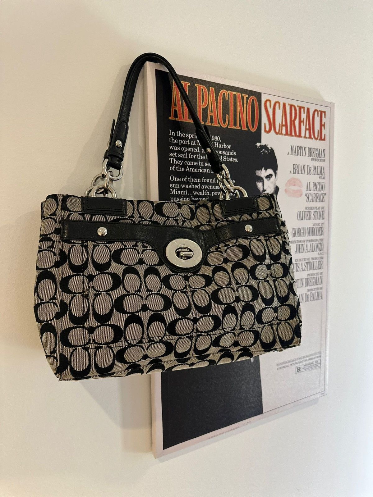 Coach Coach Signature Canvas Black Leather Trim Tote Bag Size ONE SIZE - 3 Thumbnail