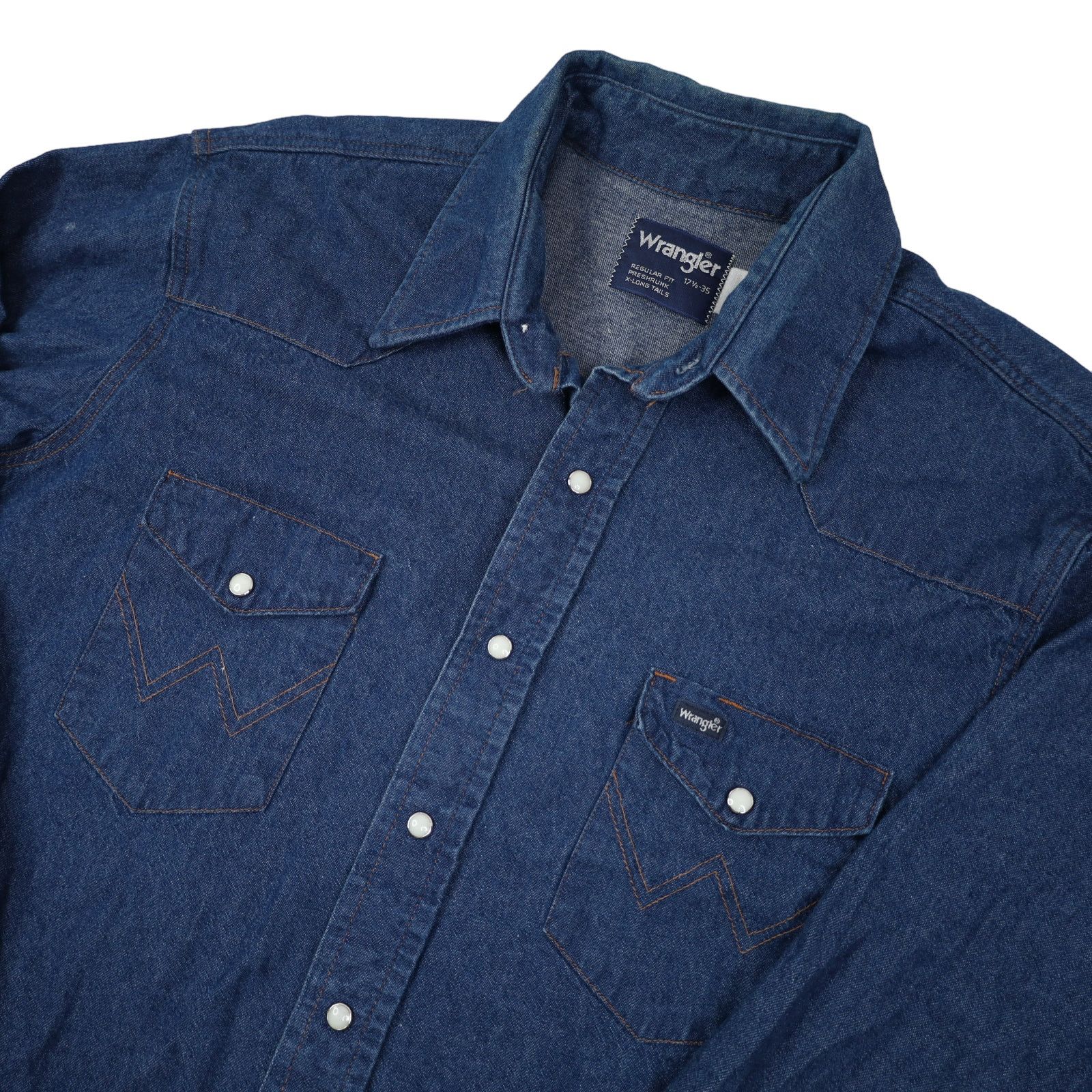 Vintage × Wrangler Vintage Wrangler Pearl Snap Down Denim Western Shirt Size US XL / EU 56 / 4 - 2 Thumbnail