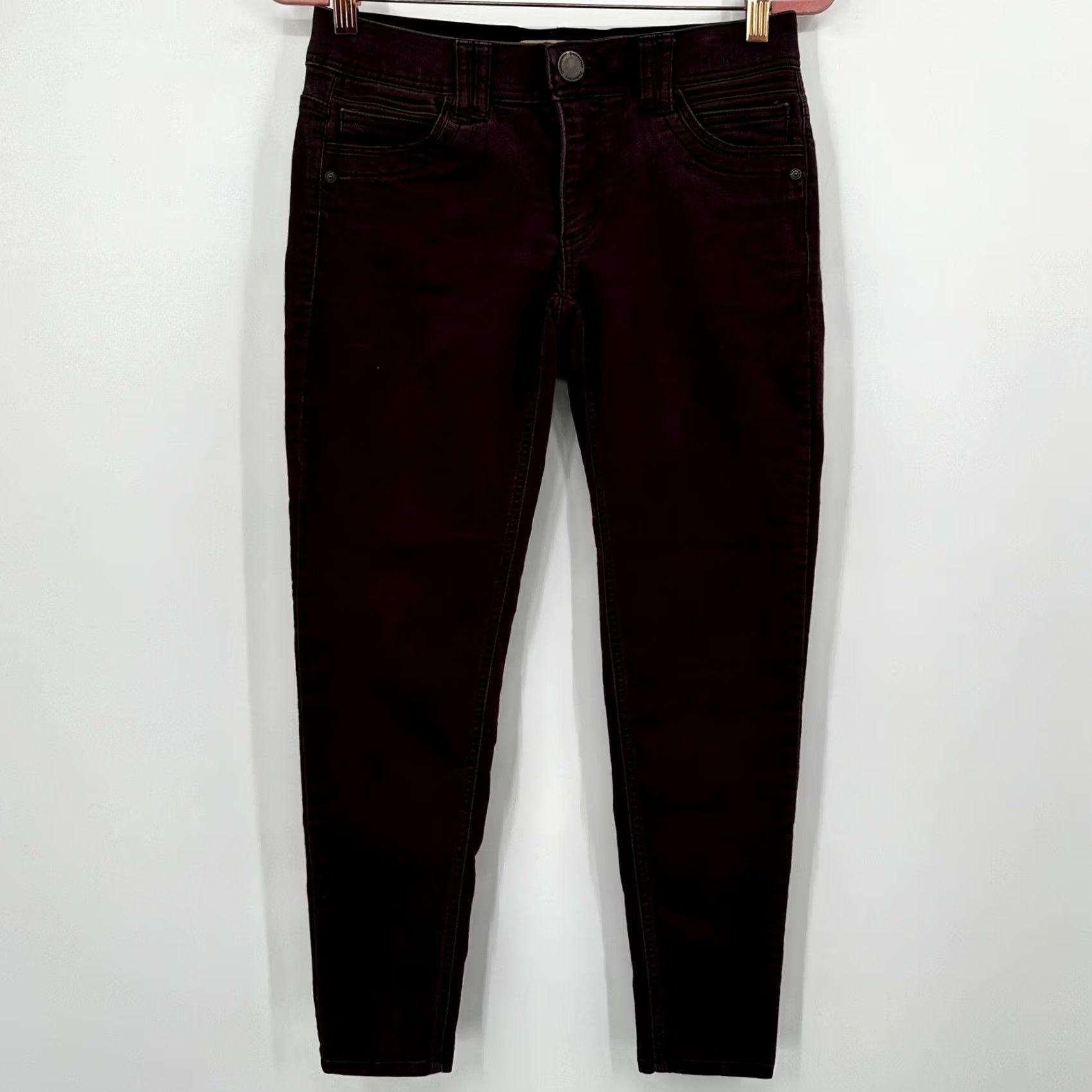 Vintage Democracy Jeans Burgundy Skinny Jeans Women's Size 2 Denim Stretch 5-Pocket Design Slimming Comfort Size 26" / US 2 / IT 38 - 5 Thumbnail