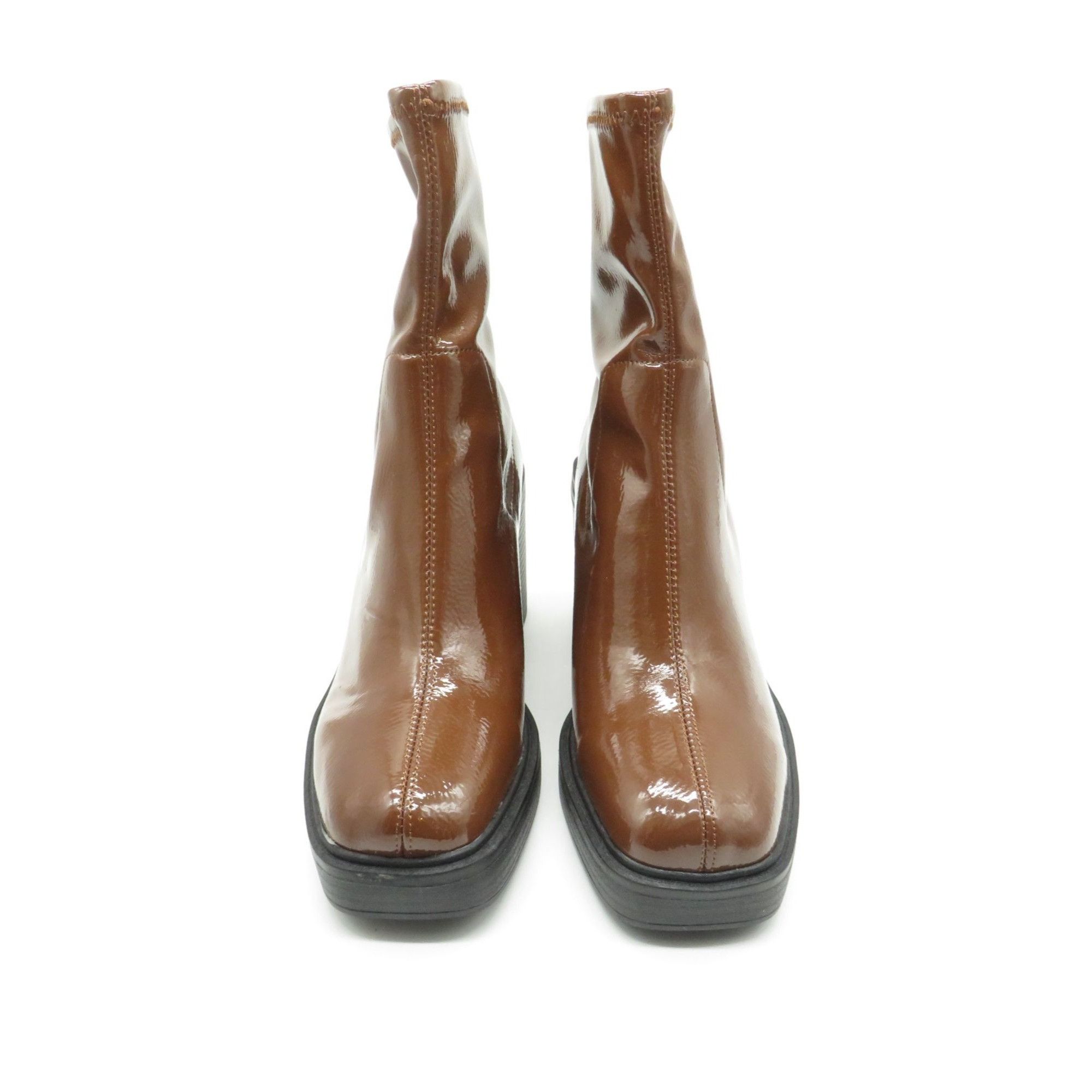 Kenneth Cole Kenneth Cole Women's Amber Brown Patent Block Heel Boots Siz Size US 9 / IT 39 - 2 Thumbnail