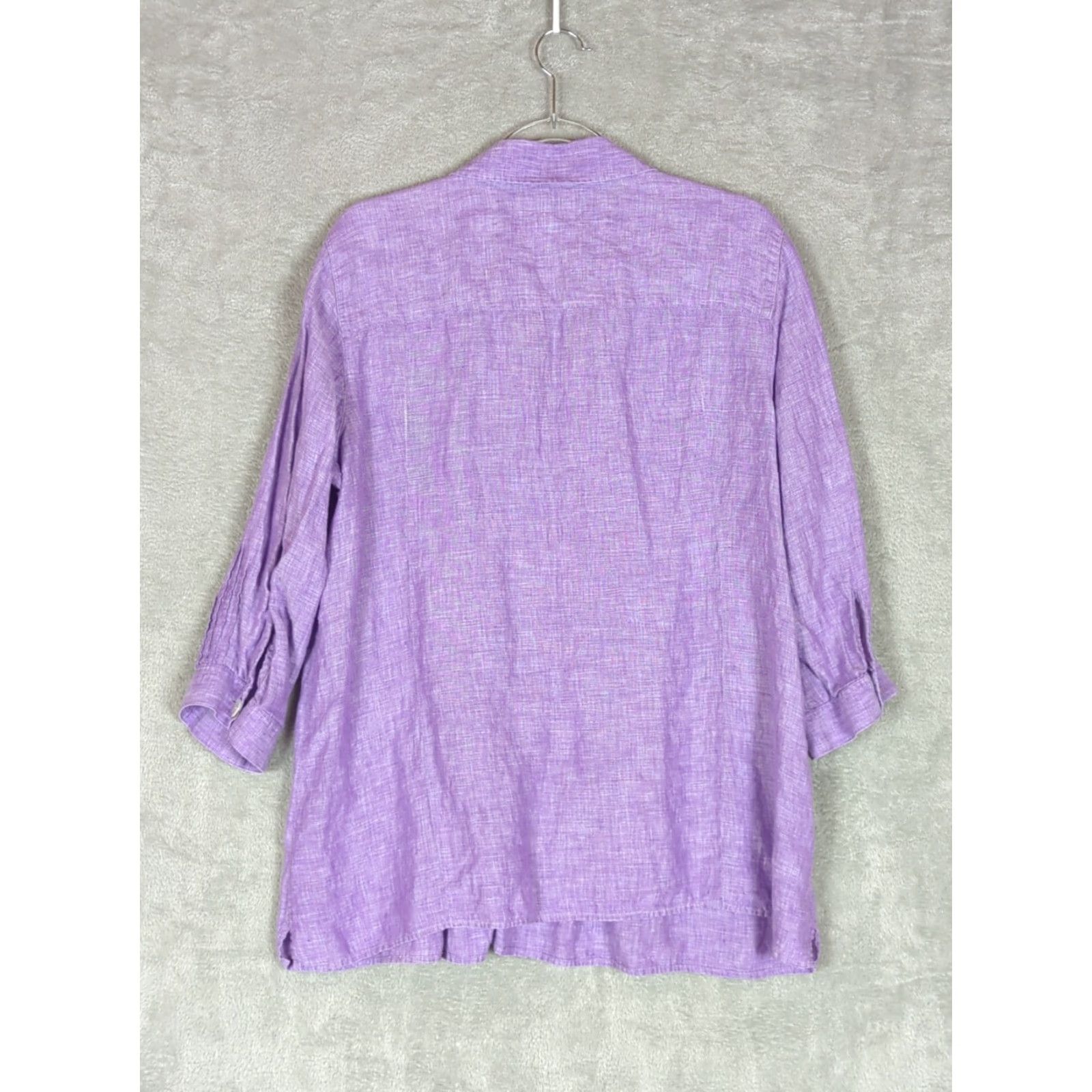 Vintage Foxcroft Linen Button Up Shirt Sz 16 Purple 3/4 Sleeve Beachy Pintuck Resort Cruise Casual Beachy Resort Size XXL / US 16-18 / IT 52-54 - 2 Thumbnail