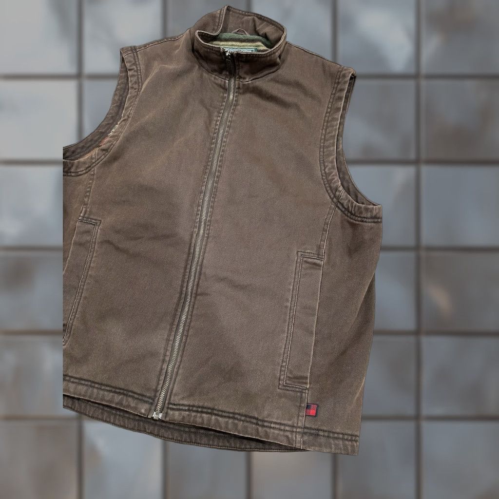 Vintage VINTAGE Woolrich Vest Canvas Brown Large Mens Full Zip Lined Fleece Pockets Casual Workwear Outdoor Western Hunting Utility Size US L / EU 52-54 / 3 - 1 Thumbnail