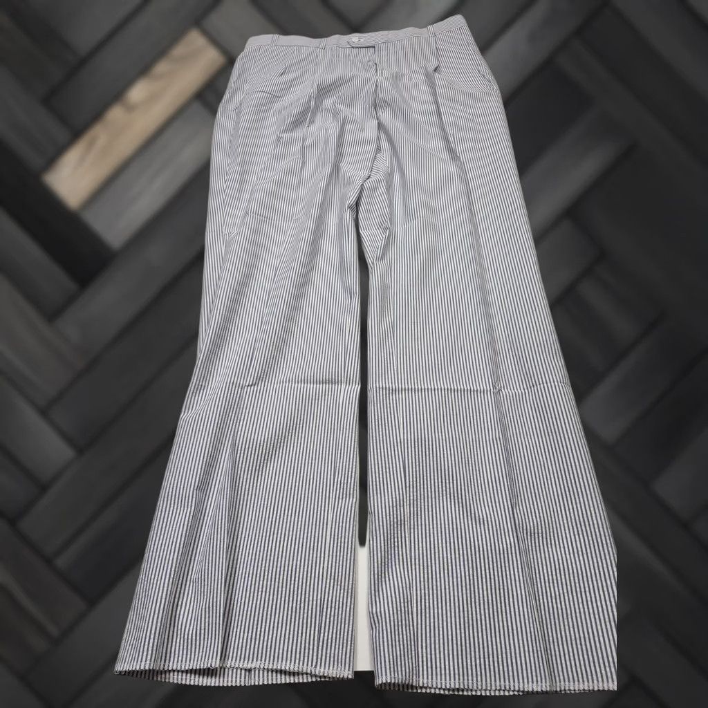 Vintage Haspel Dress Pants Mens 40x37 Blue Cotton Pleated Stripe New Orleans Suit / Business, Wedding, Spring, Summer Mens 40W 37in Inseam Size 40R - 1 Thumbnail