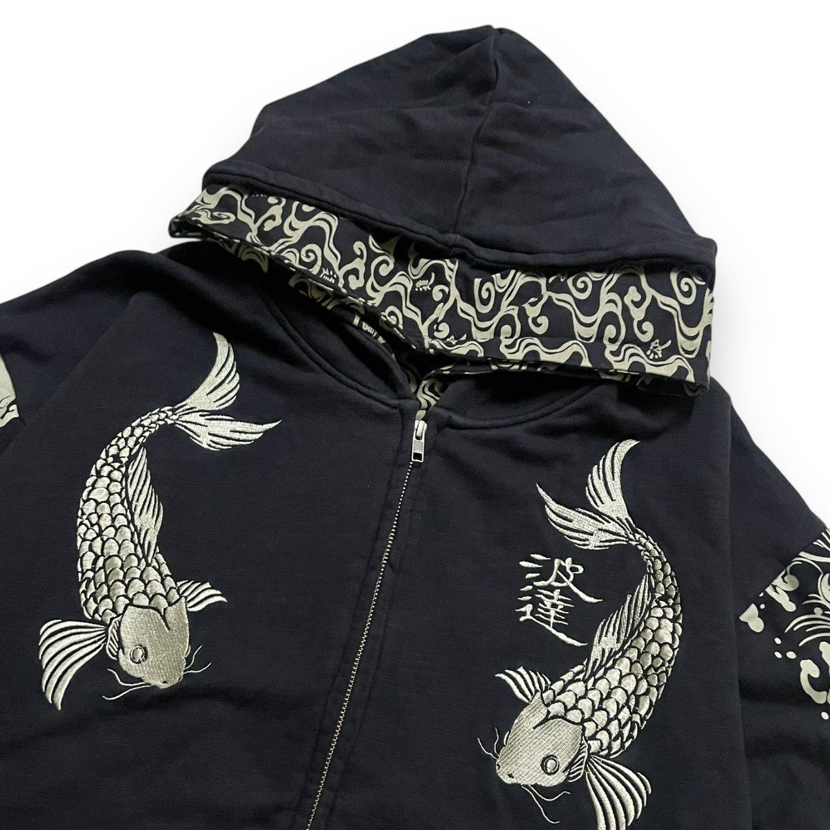 Karakuri Tamashii Vintage Double Layer Hooded Koi Fish Zipper Size US XL / EU 56 / 4 - 4 Thumbnail