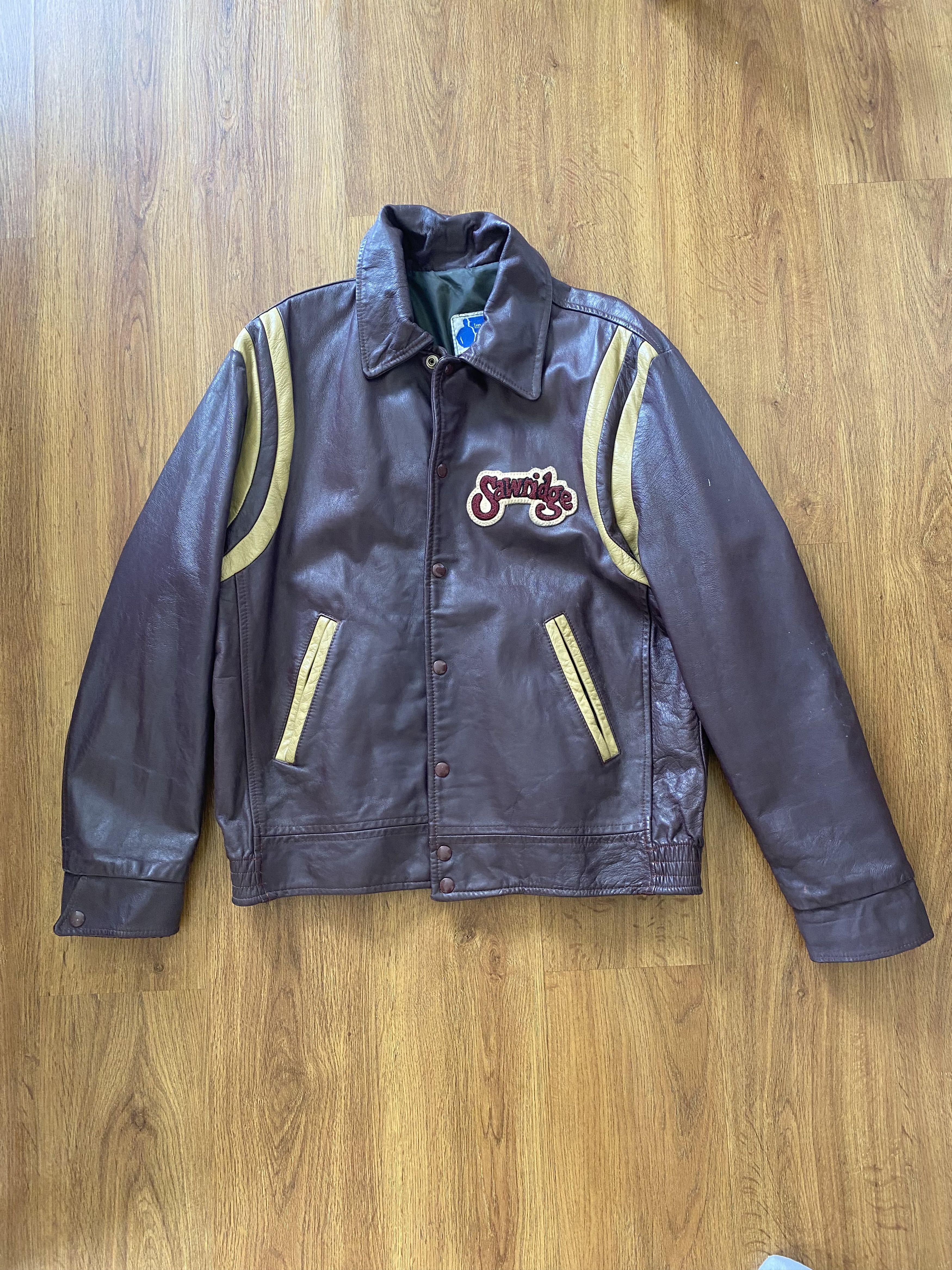 Vintage Vintage rare brown leather varsity jacket Size US M / EU 48-50 / 2 - 1 Thumbnail