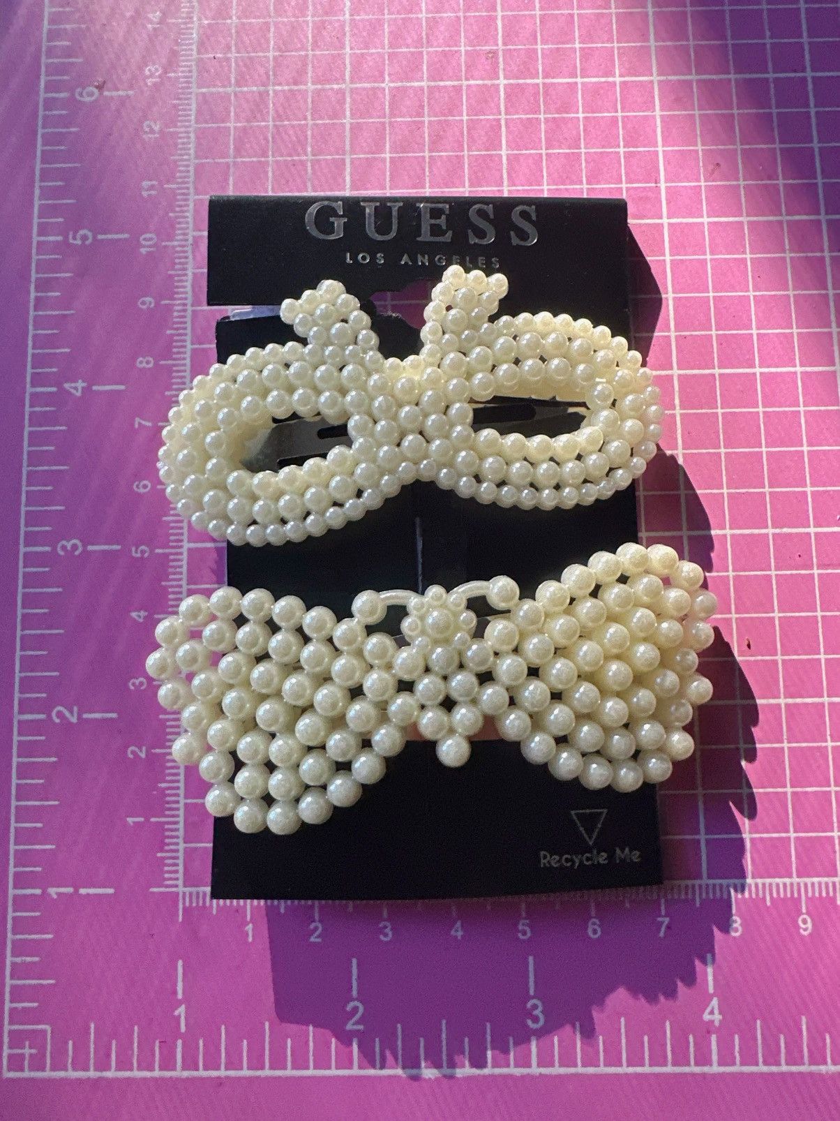 Guess Guess 4 pc hair clips white beads paved tie bow butterfly Size ONE SIZE - 2 Thumbnail