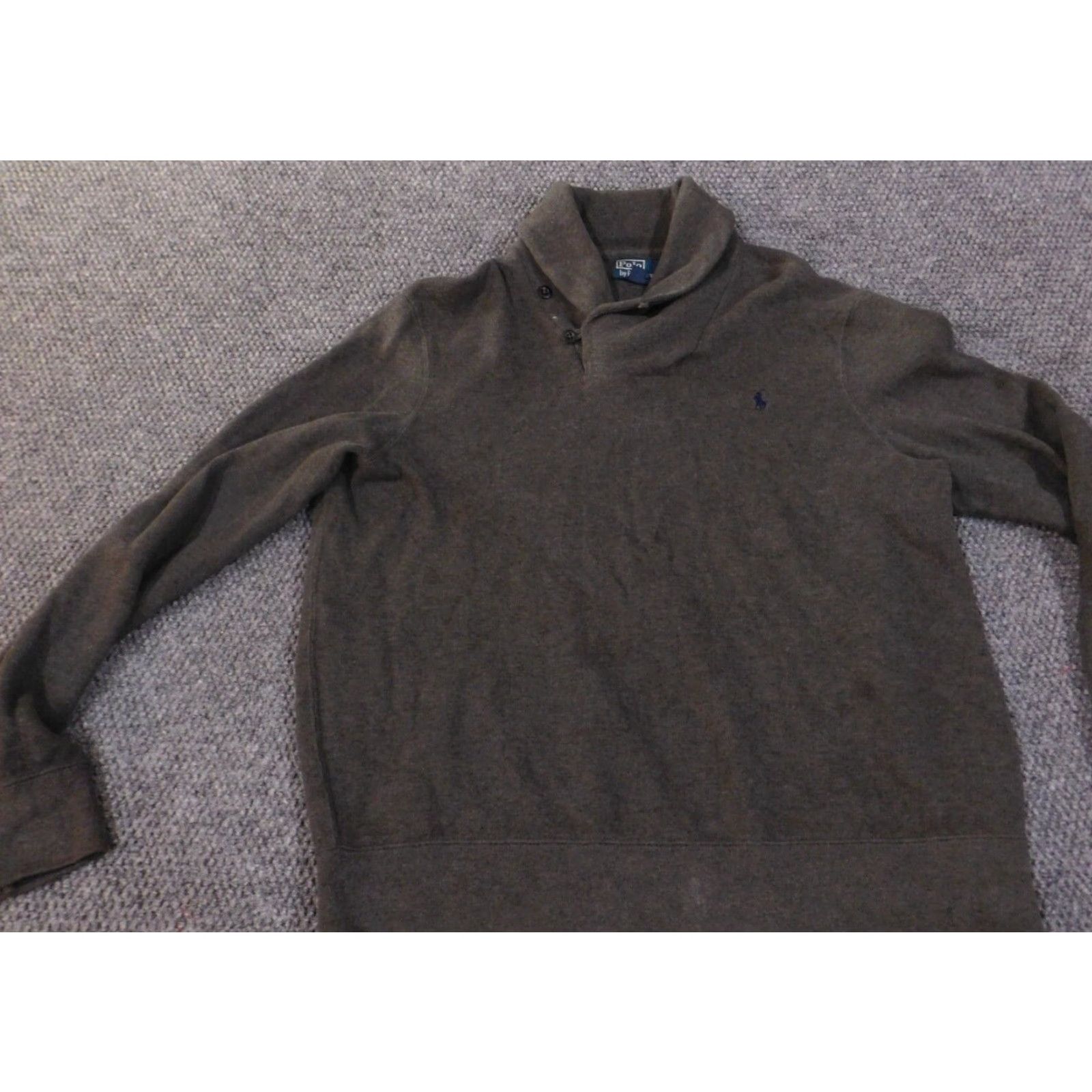 Polo Ralph Lauren Polo Ralph Lauren Sweater Mens XL Gray Knit Cotton Pullover Button Neck High Knit Solid Size US XL / EU 56 / 4 - 3 Thumbnail
