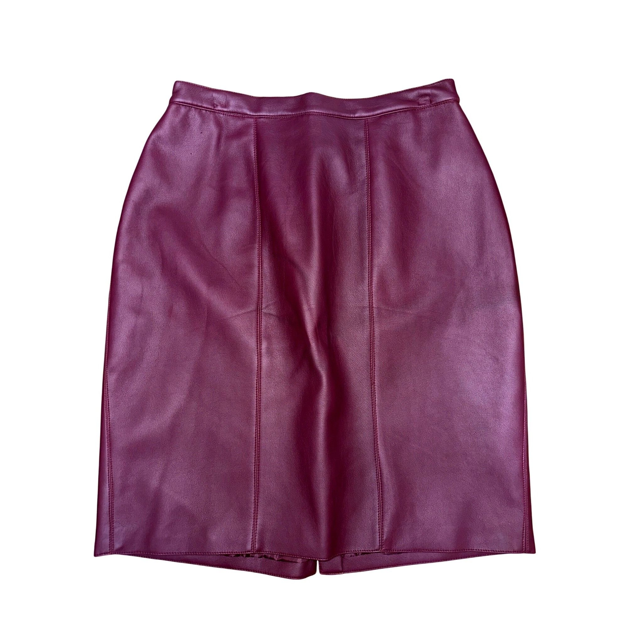 CCC Vintage Burgundy Faux Leather Pencil Skirt Decorative Bu