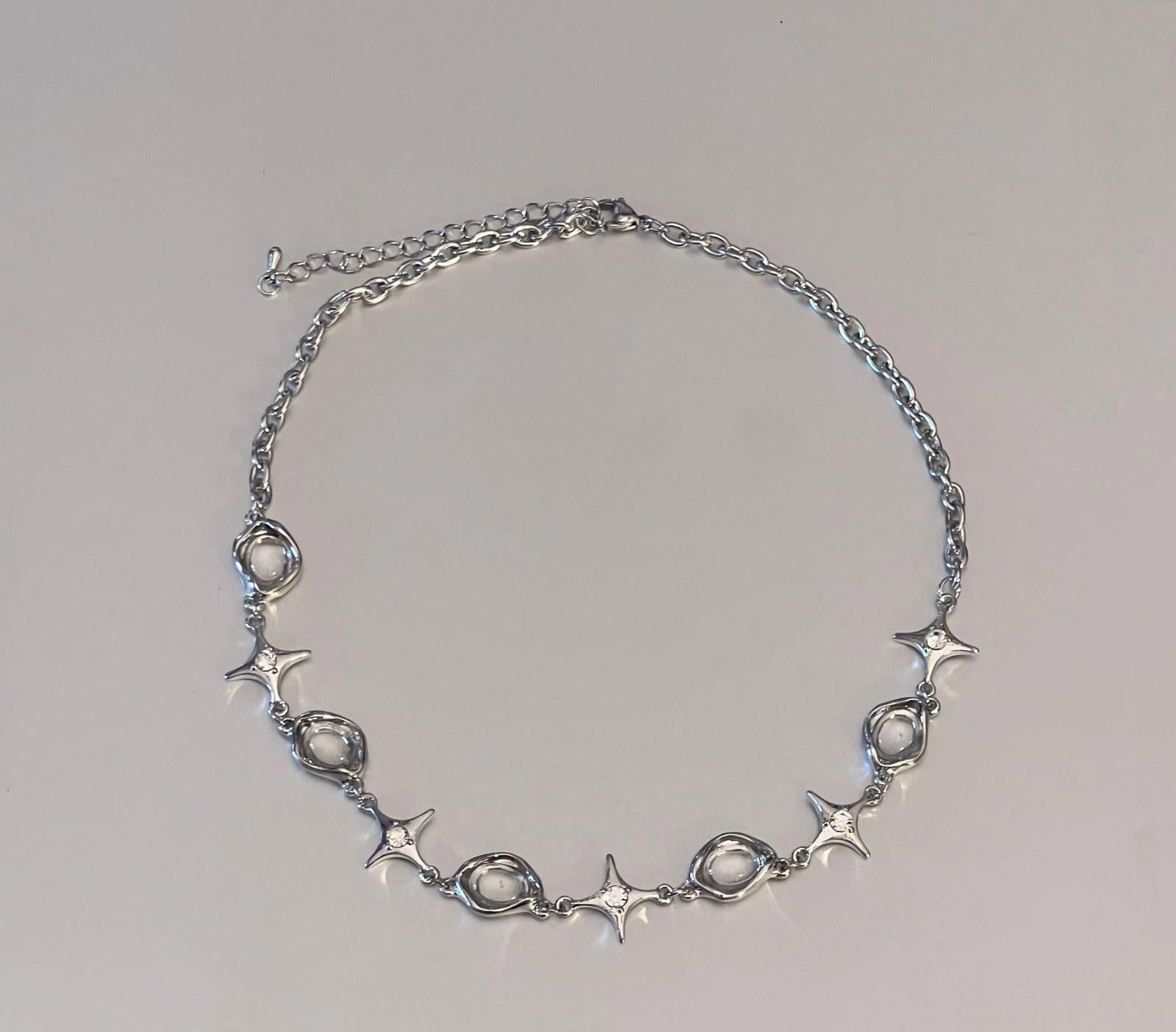 Jewelry Silver Star Link Chain Necklace, Modern Silver Jewelry Size ONE SIZE - 4 Thumbnail