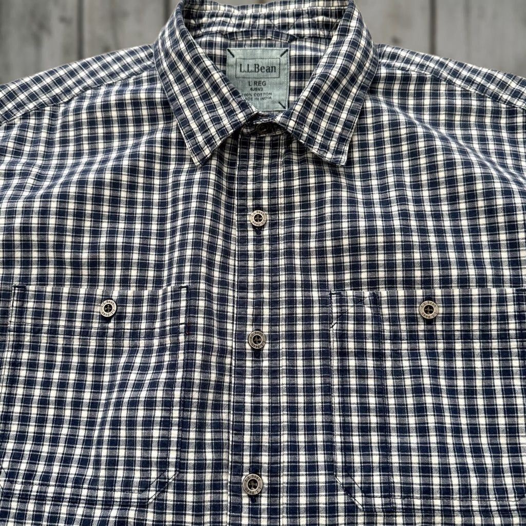 Vintage LL Bean Shirt Mens Large Reg Blue Plaid Metal Buttons Workwear Woven Outdoor Classic Utility Size US L / EU 52-54 / 3 - 1 Thumbnail