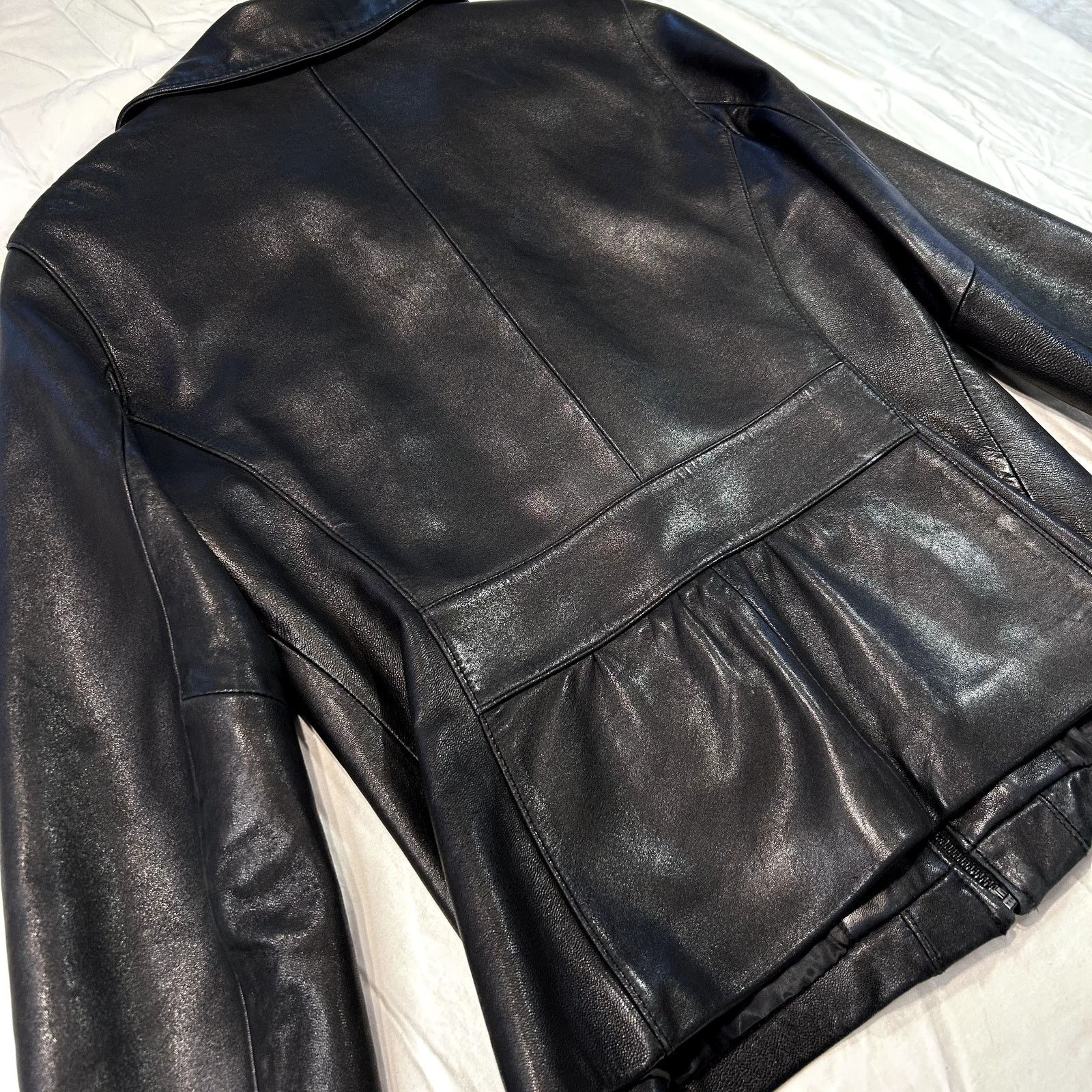 Jones New York Jones New York Black Leather Zip Up Moto Biker Jacket Size M Size M / US 6-8 / IT 42-44 - 5 Thumbnail