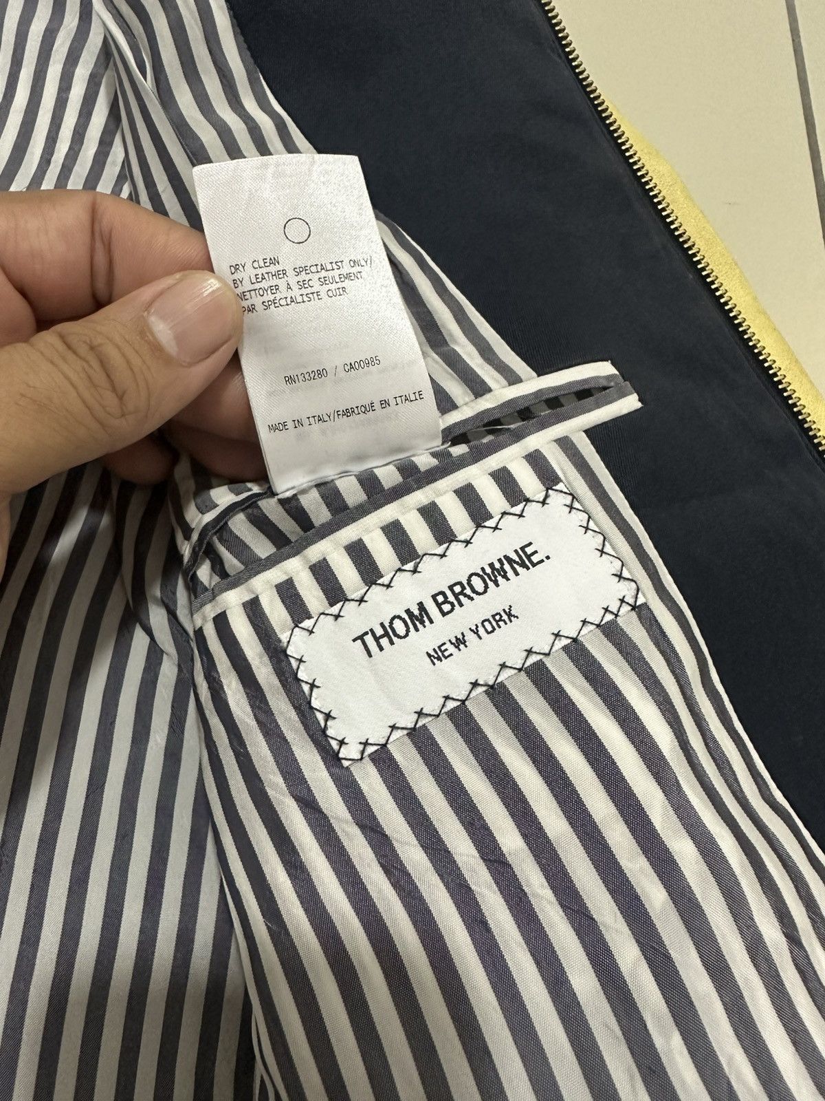 Thom Browne Thom Browne Varsity Jacket Baseball Jacket Leather Sleeve Size US L / EU 52-54 / 3 - 6 Thumbnail