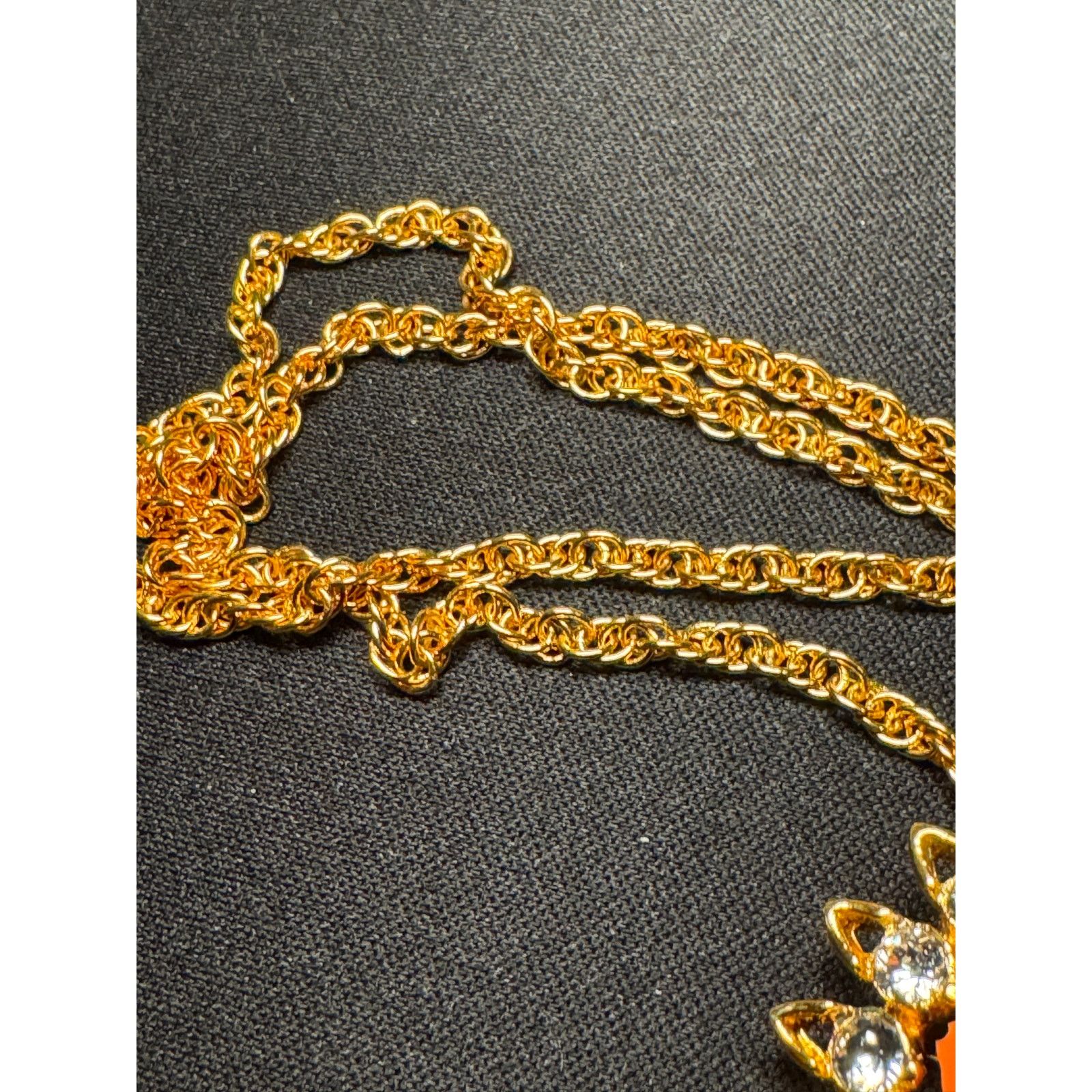 Other Vintage Kenneth Lane Orange Flower Crystals 22in Necklace Size ONE SIZE - 5 Thumbnail