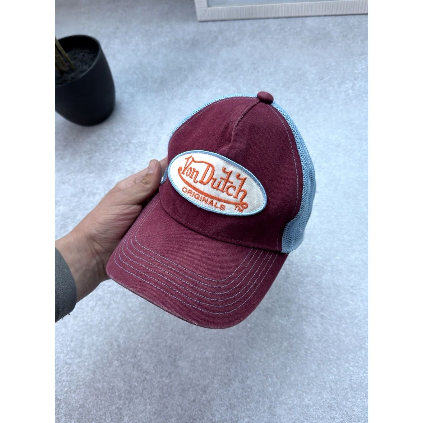 Von Dutch VINTAGE Von Dutch Burgundy Cap Hat One Size Men Baseball Cap 90s Retro Streetwear USA Cap Mens Size ONE SIZE - 3 Thumbnail