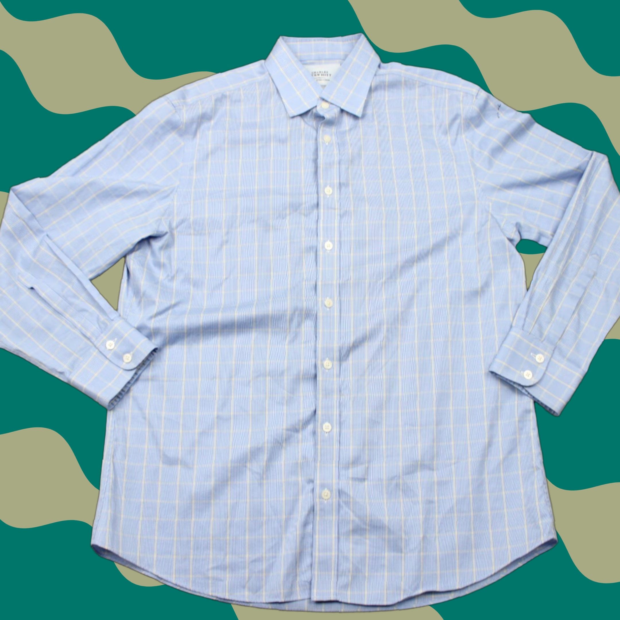 Charles Tyrwhitt Charles Tyrwhitt Dress Shirt Men 16 1/2 34 Blue/Yellow Non Iron Slim Fit Cotton Shirt Slim Mens Blue 16.5 34 Plaid Button-Down Collar Size 46R - 1 Thumbnail