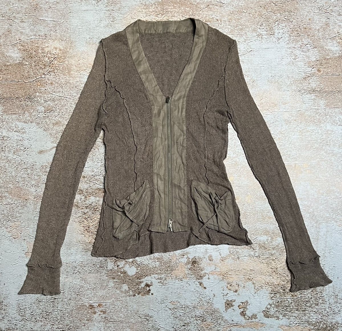 image of 20471120 x Vintage Japanese Mesh Zip Cardigan in Brown, Women's (Size Small)