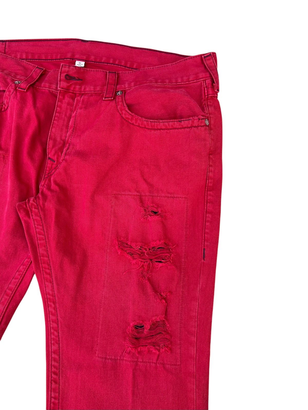 True Religion Vintage True Religion Distressed Red Denim Straight Jeans Size US 42 / EU 58 - 9 Thumbnail