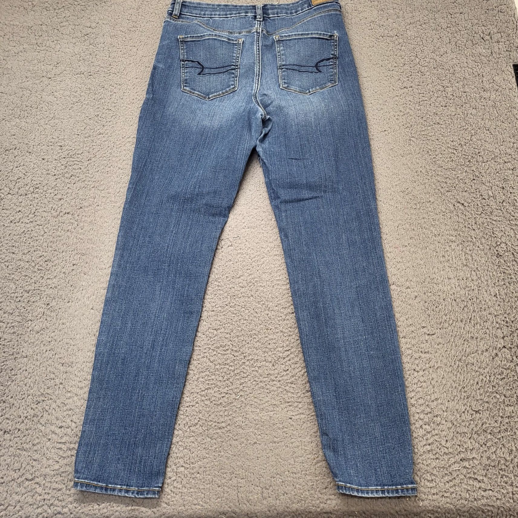 American Eagle Outfitters American Eagle Jeans Womens 14L Curvy High Rise Jegging Distressed Stretch Denim Jeans Holiday 90s Grunge Logo Zipper Button Pocket Size 36" / US 14 / IT 50 - 3 Thumbnail