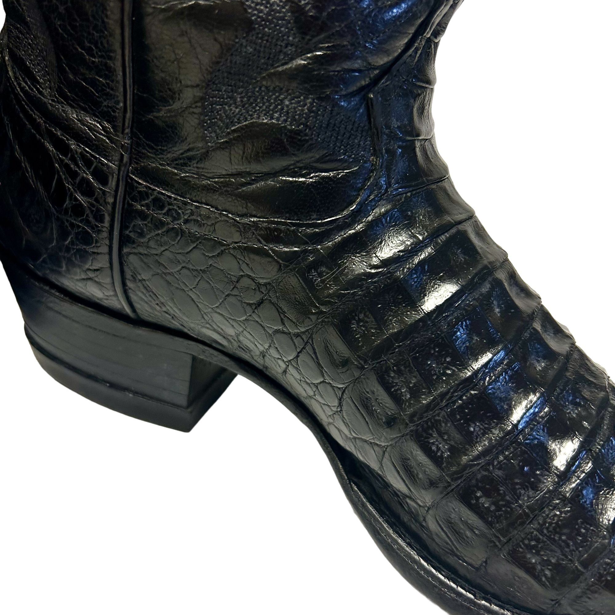 Tony Lama Vtg Tony Lama Black EXOTIC Leather Cowboy Western Boots Size US 9.5 / EU 42-43 - 9 Thumbnail