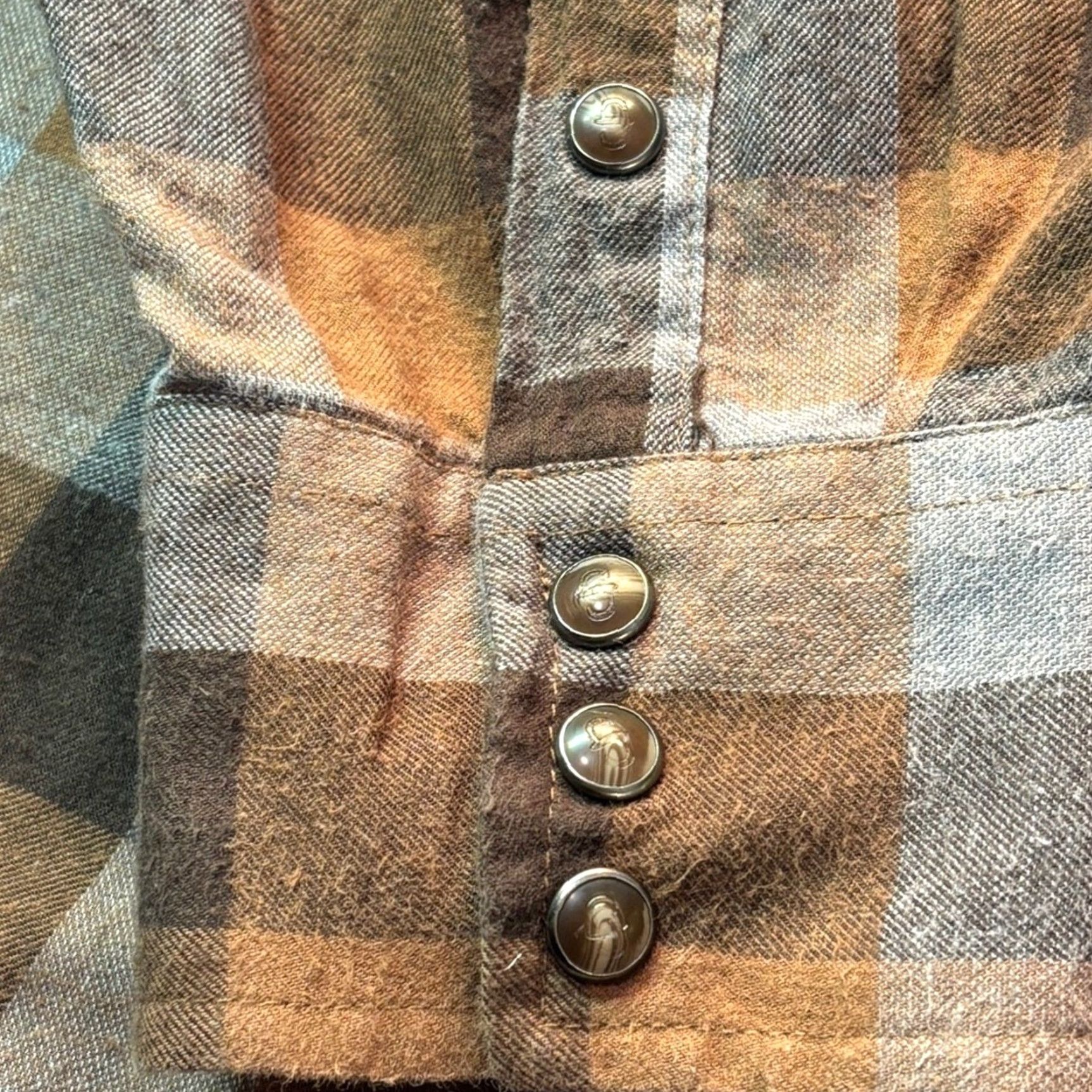 Stetson Stetson Shirt Plaid Flannel Western Brown Blue Pearl Snap Large L Long Sleeve Regular Mens Fall Double Flap Size US L / EU 52-54 / 3 - 3 Thumbnail