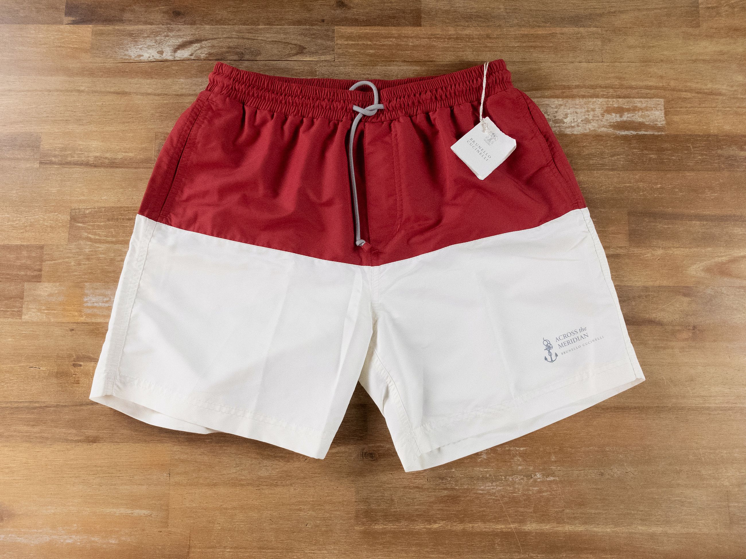 Brunello Cucinelli BRUNELLO CUCINELLI red white Across Meridian swim shorts S Size US 30 / EU 46 - 1 Thumbnail