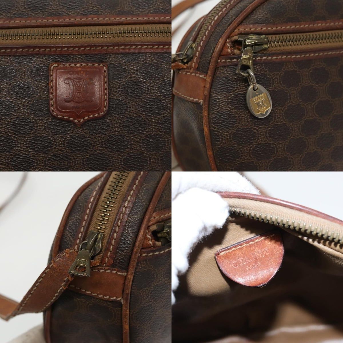 Celine CELINE Macadam Canvas Shoulder Bag Pvc Leather Brown Gold Size ONE SIZE - 11 Thumbnail