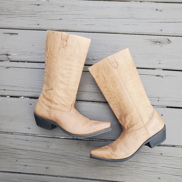 Vintage Laredo Ladies Devin Camel Tan Honey Leather Stove Pipe Boots Size US 10 / IT 40 - 3 Thumbnail