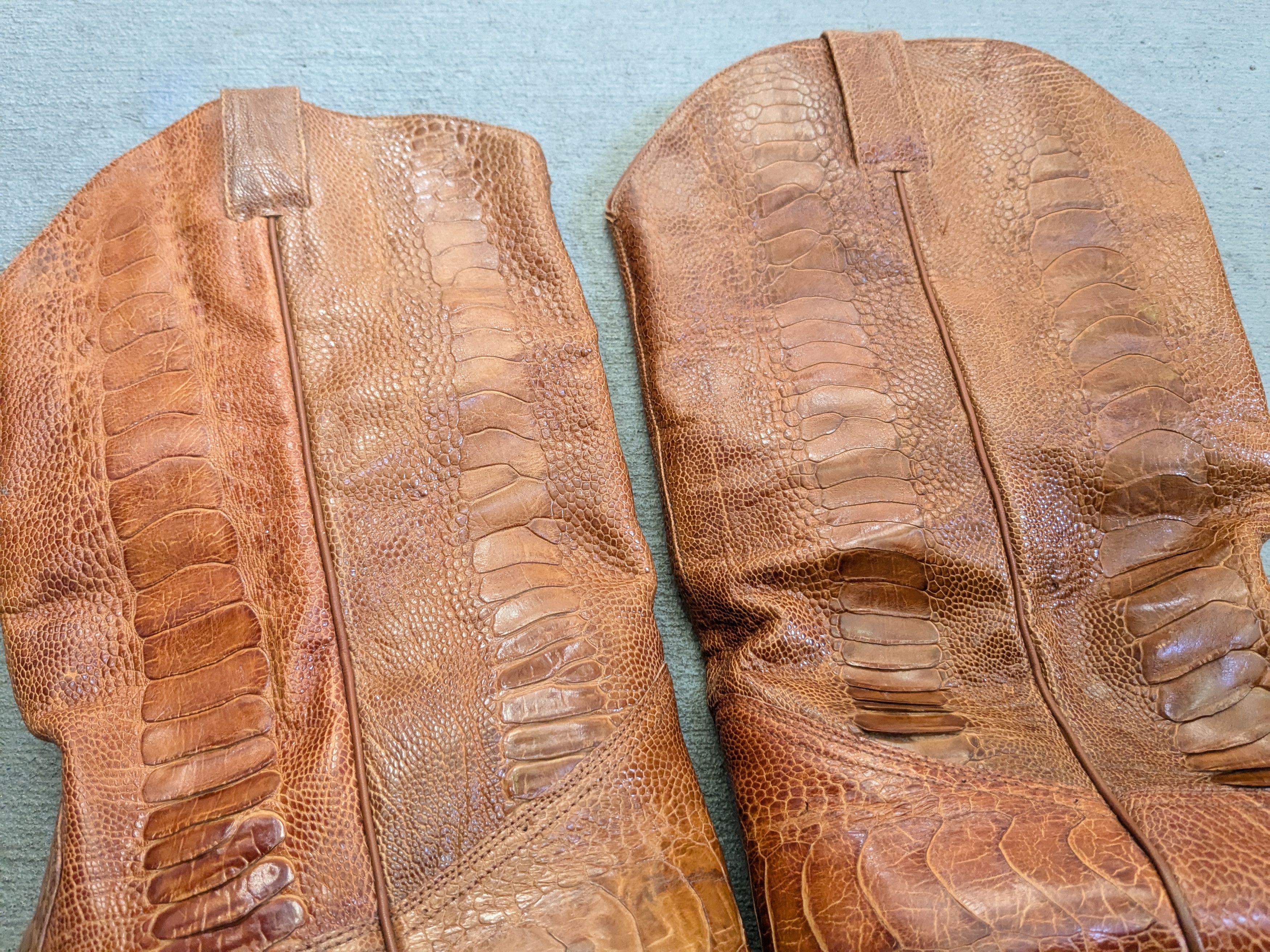 Vintage Ostrich Cowboy Boots 11 Brown Leather Western Size US 11 / EU 44 - 4 Thumbnail