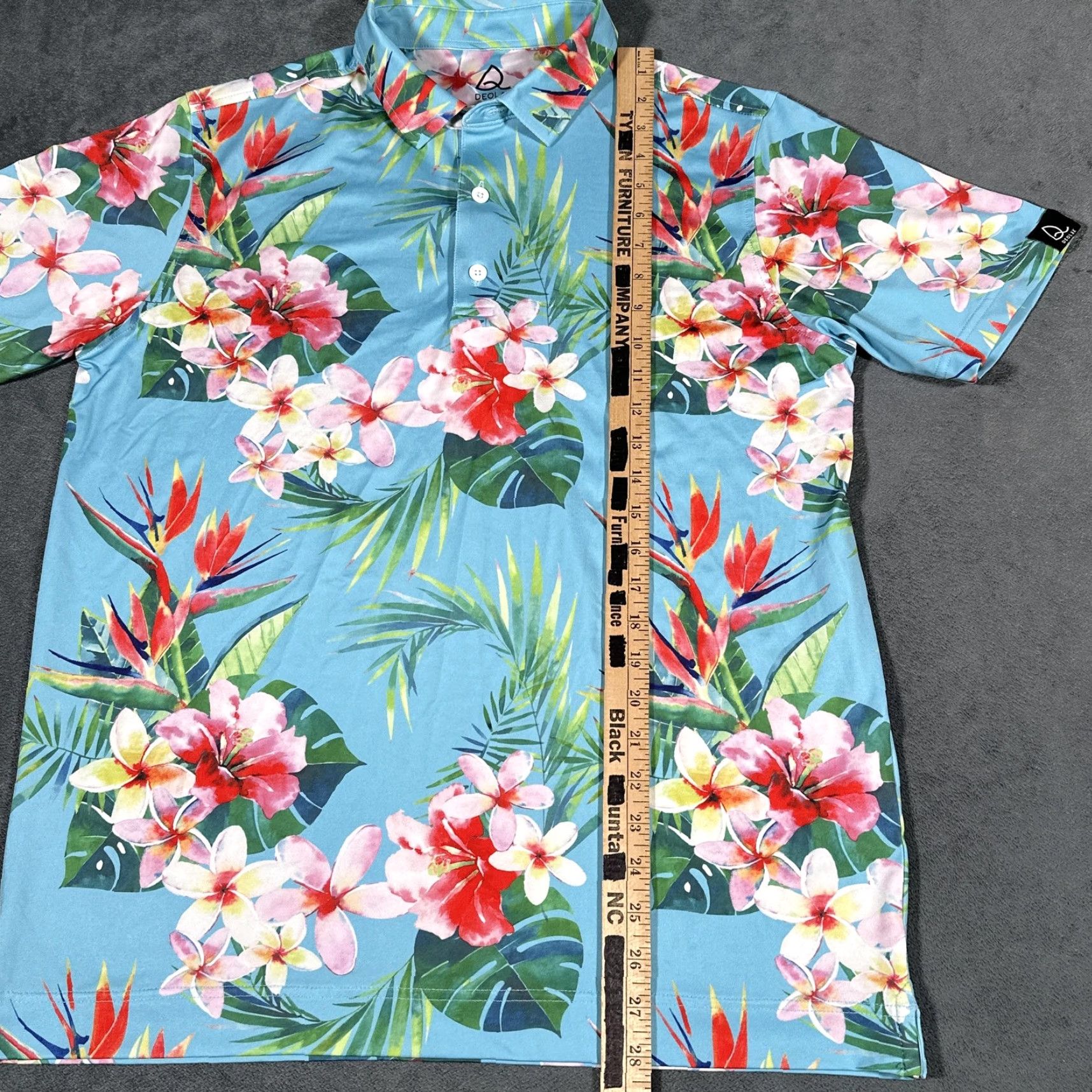 Vintage DEOLAX Polo Shirt Mens Medium Blue Tropical Floral Hawaiian Stretch Golf Aloha Size US M / EU 48-50 / 2 - 5 Thumbnail