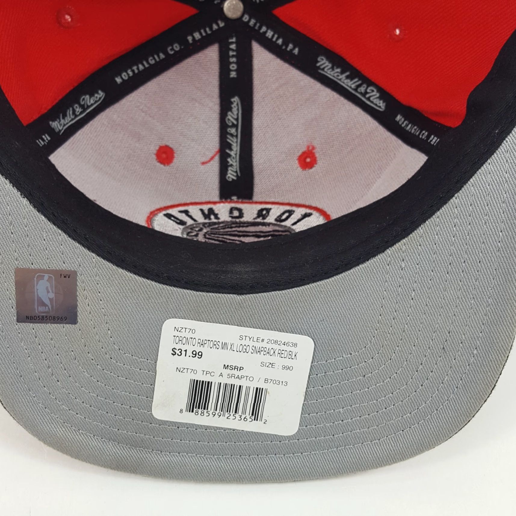Mitchell & Ness VINTAGE Mitchell & Ness Toronto Raptors Snapback Cap Hat - Red - Adjustable - 90s - Mens Size ONE SIZE - 7 Thumbnail