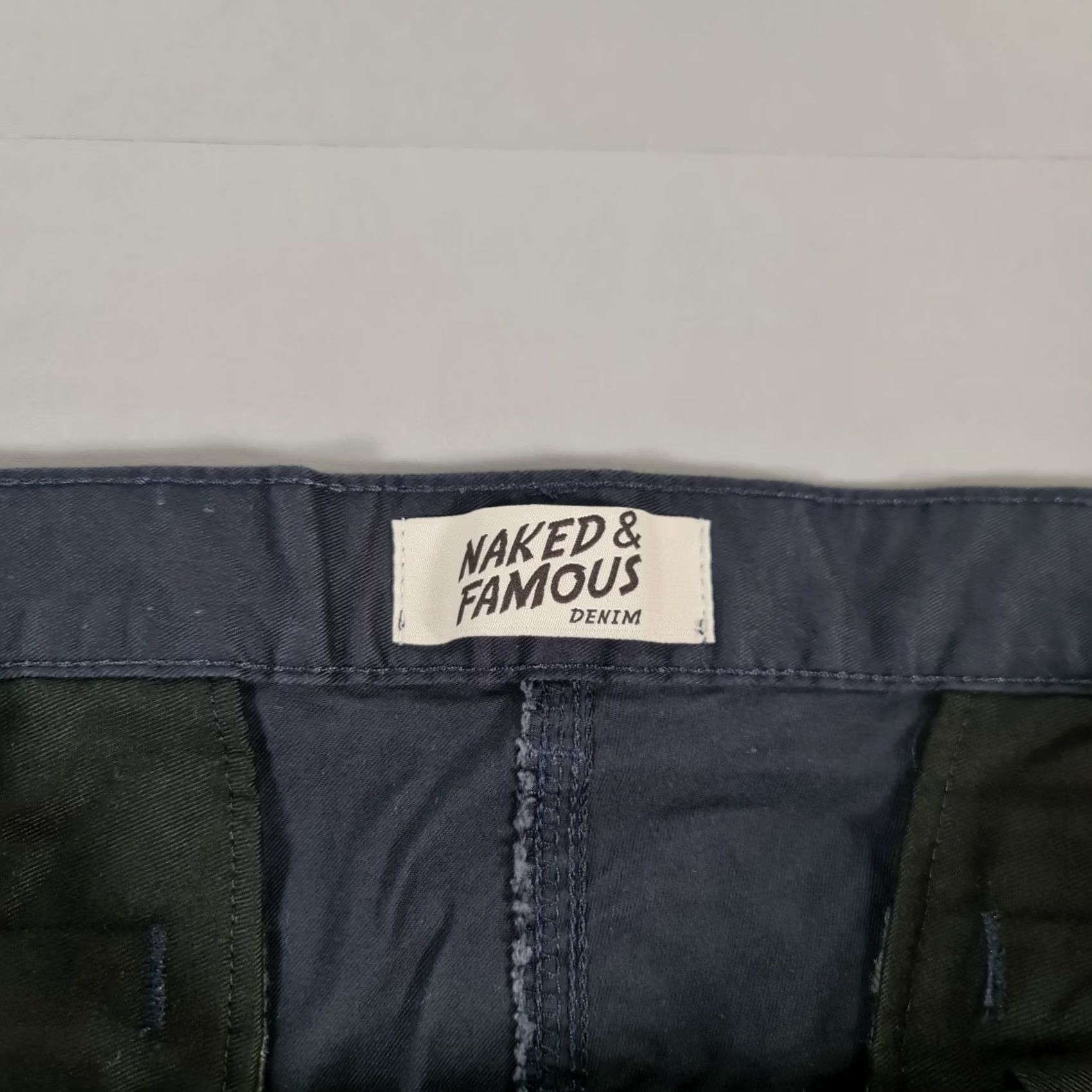 Vintage Naked & Famous Mens Chino Trousers Slim Stretch Flat Front Navy Blue W40 L31 Denim Casual Pockets 40 in Canada Mens Size US 40 / EU 56 - 3 Thumbnail