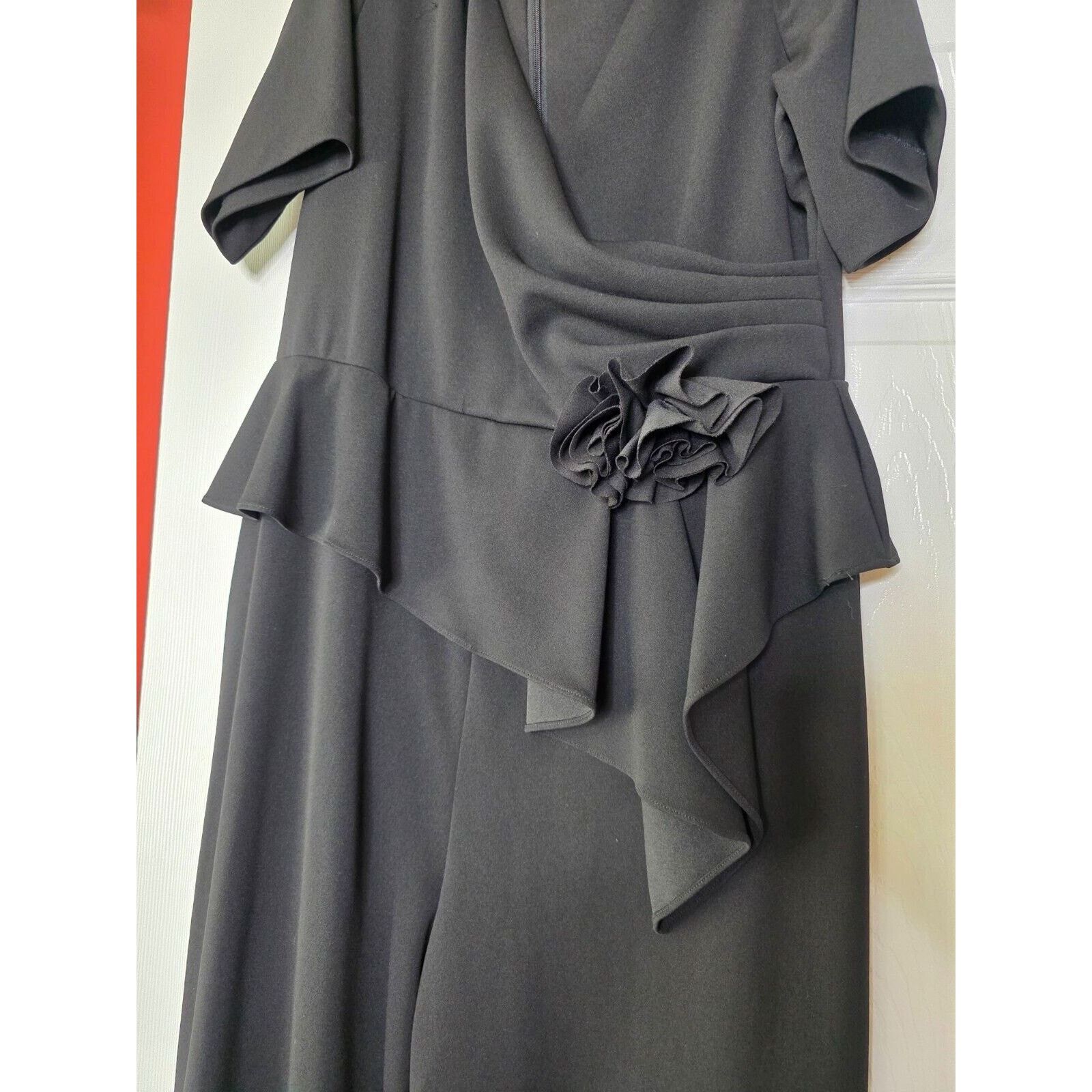 Adrianna Papell ADRIANNA PAPELL Womens Black Gathered Jumpsuit Size 42" / US 20 - 12 Thumbnail