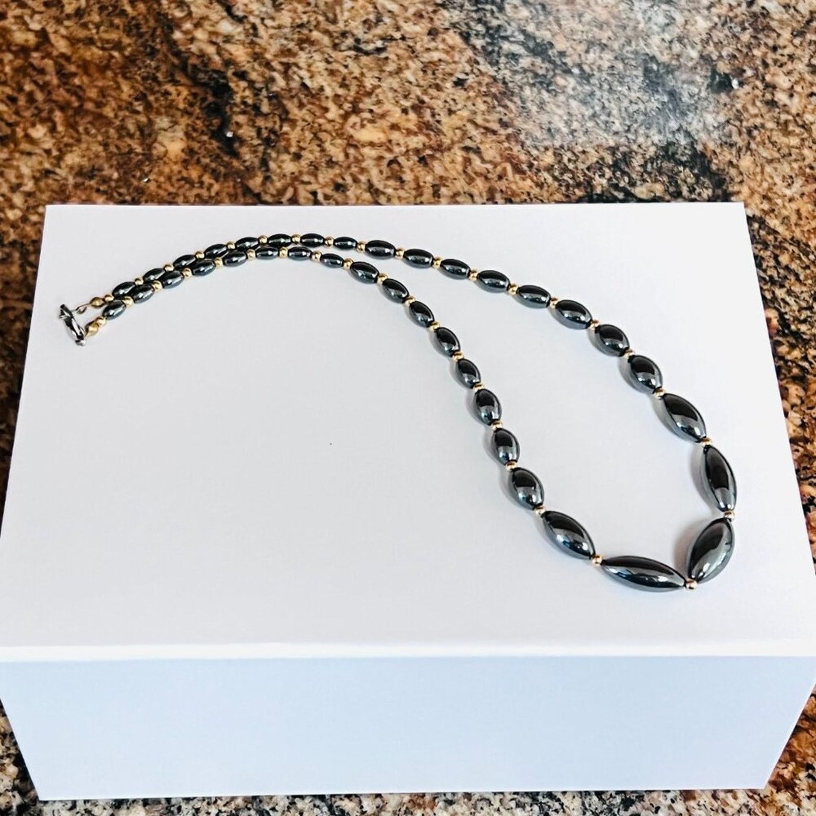 & Other Stories Hematite Natural Stone Necklace Black, Oval, Non-magnetic Size ONE SIZE - 6 Thumbnail