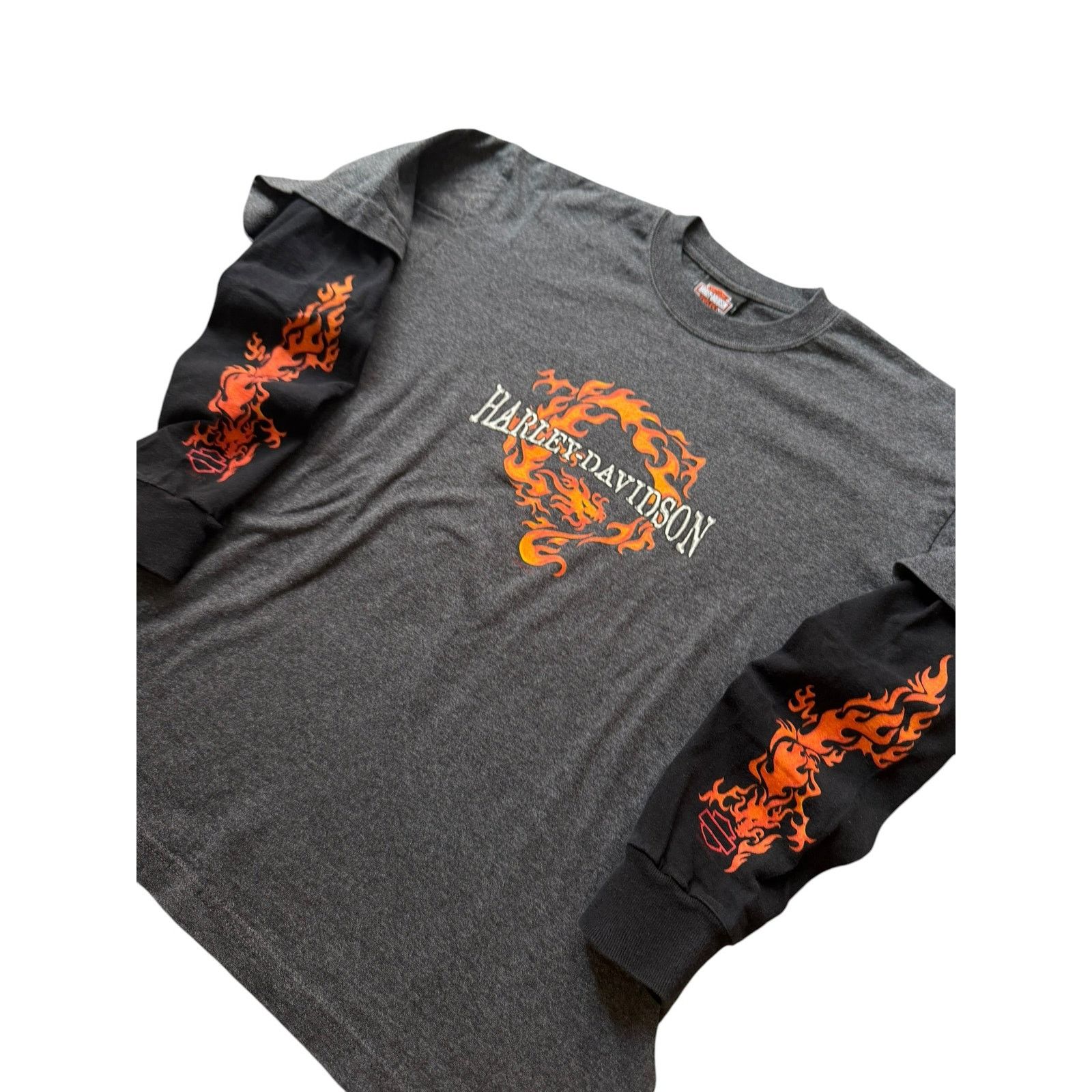 Harley Davidson Vintage Harley Davidson Flame Thermal Long Sleeve Size US M / EU 48-50 / 2 - 2 Thumbnail