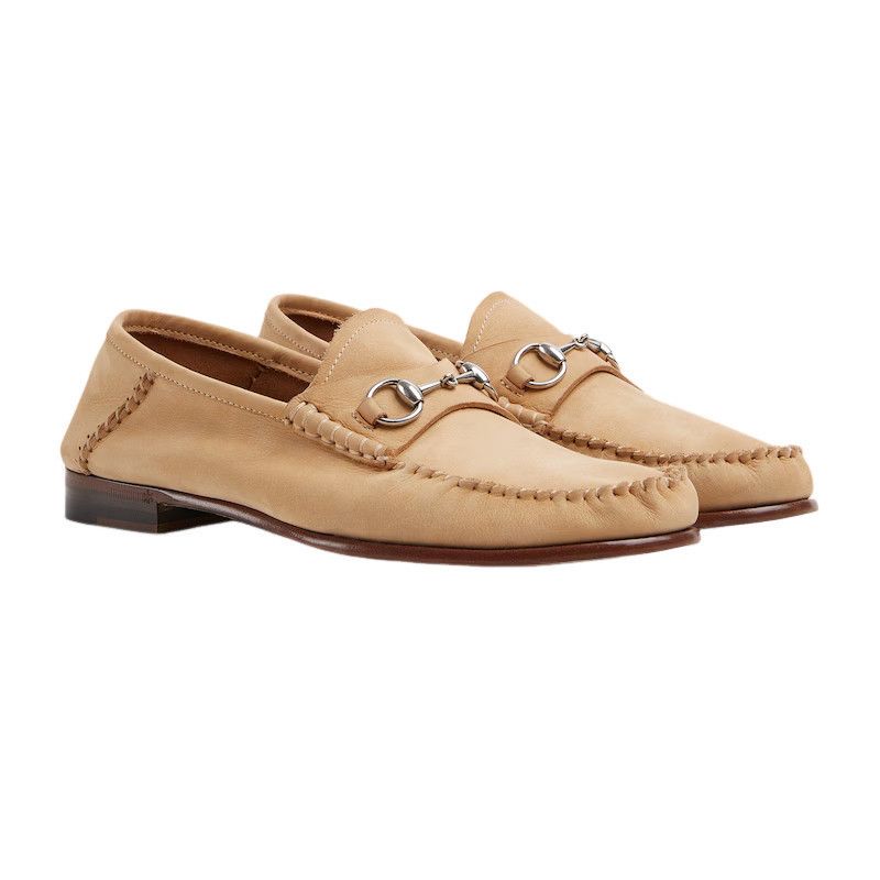 GUCCI Gigi Women's Beige Suede Loafers New & Authentic (Wome