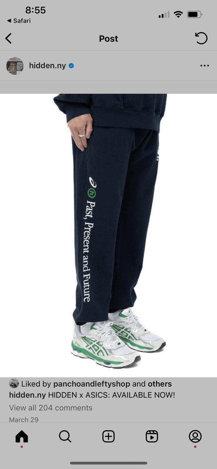 image of Asics Past, Present And Future Sweatpants in Black, Men's (Size 32)