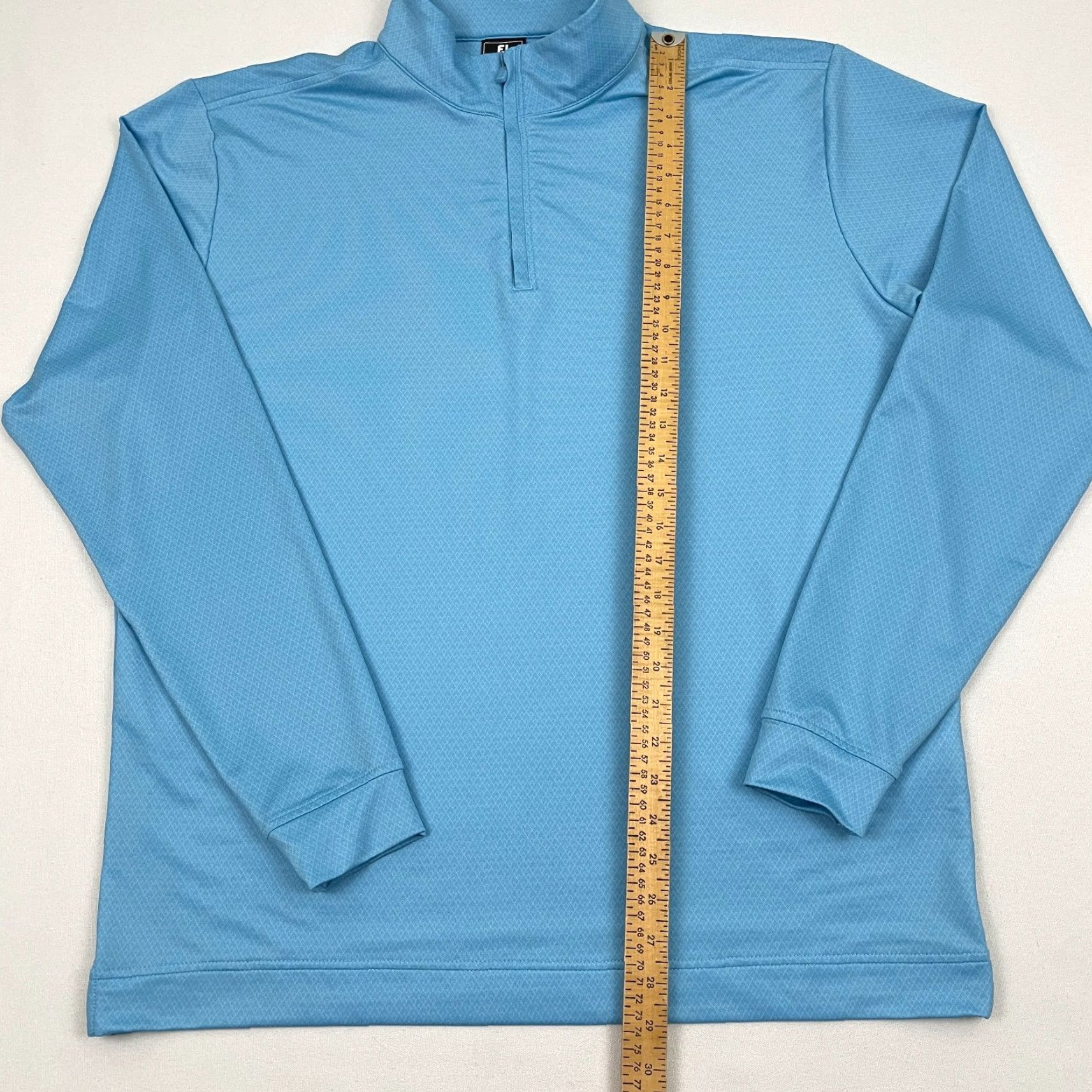 Footjoy FootJoy Pullover Mens L Blue Tonal Deco Diamond Performance Golf 1/4 Quarter Zip Shirt Jacket Mens Regular Blue Tonal Deco Diamond Short Sleeve? Size US L / EU 52-54 / 3 - 3 Thumbnail
