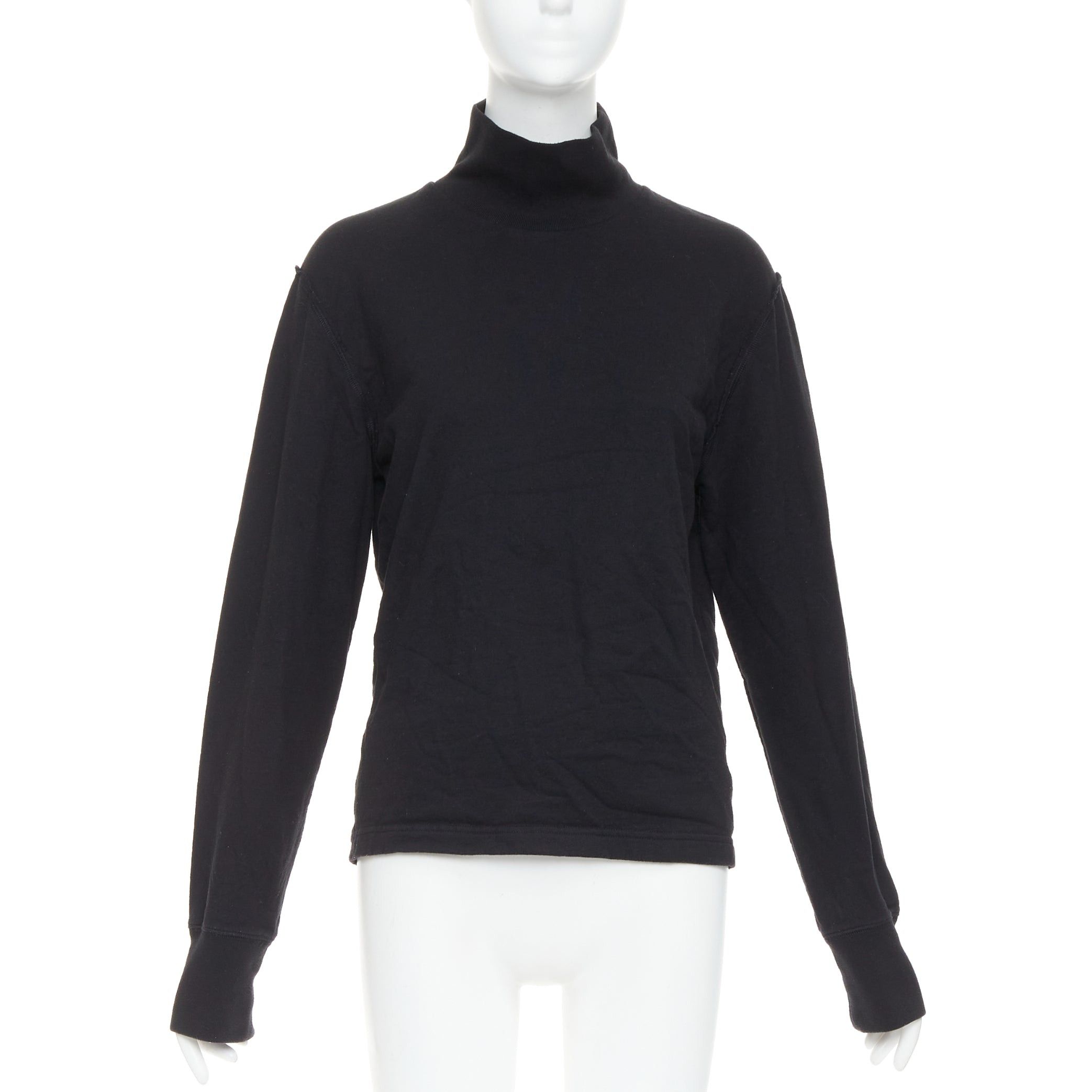 Balenciaga BALENCIAGA Demna 2020 black fleece lined distressed inside out turtleneck top M Size M / US 6-8 / IT 42-44 - 1 Thumbnail