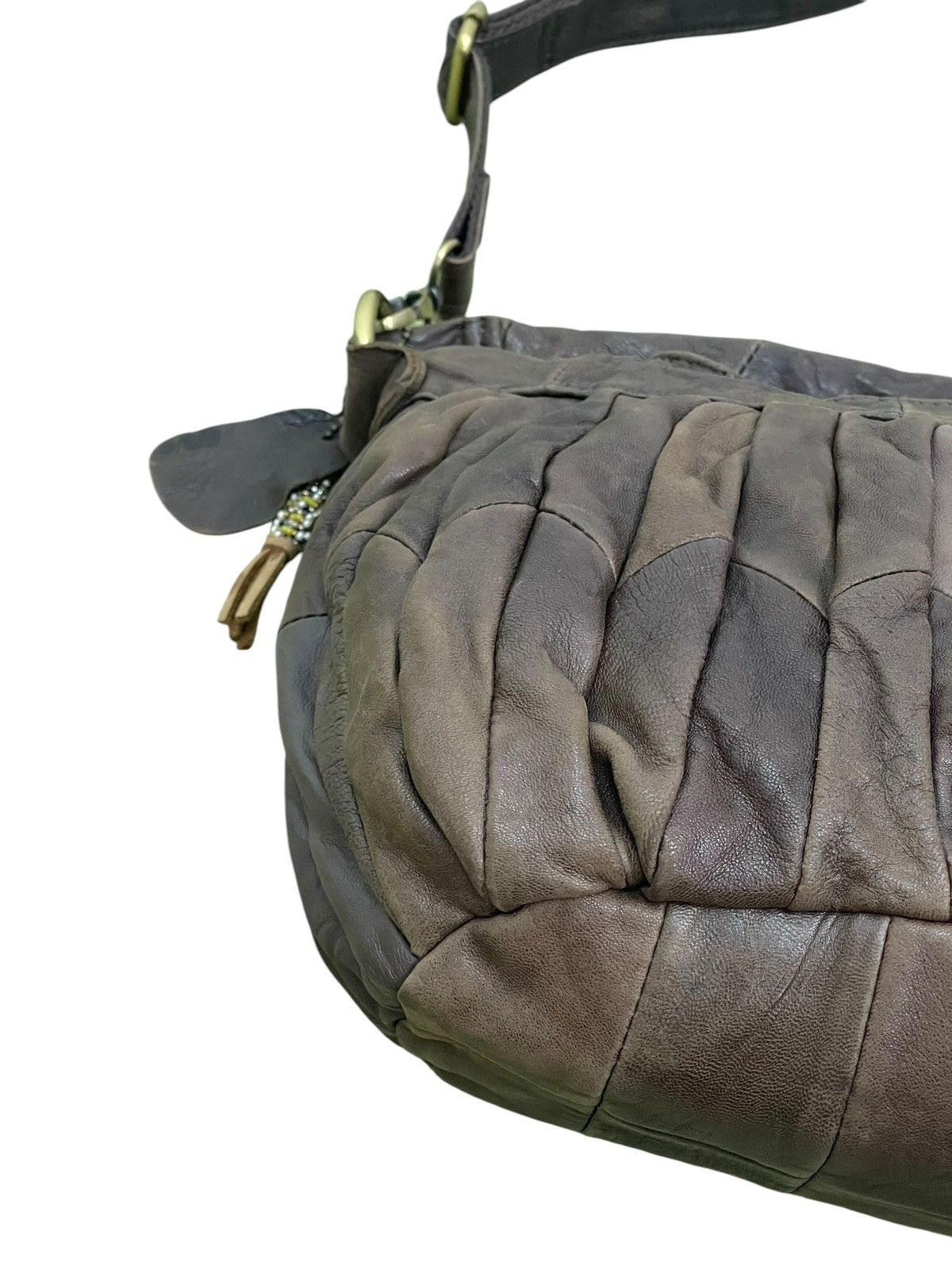 Genuine Leather Full Leather Janis Market Pleated Hand Shoulder Bag 1🟩6 Size ONE SIZE - 6 Thumbnail